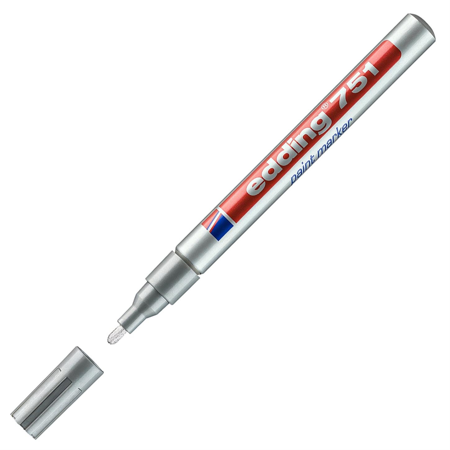 Edding 751 Tam Örtücü Boya Kalemi Yuvarlak Uç  1-2 mm Gümüş