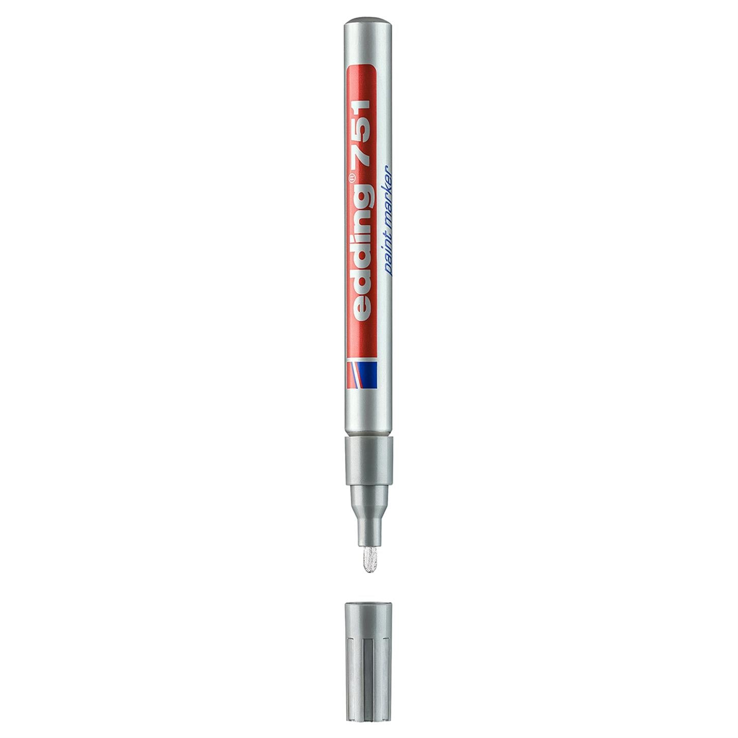 Edding 751 Tam Örtücü Boya Kalemi Yuvarlak Uç  1-2 mm Gümüş
