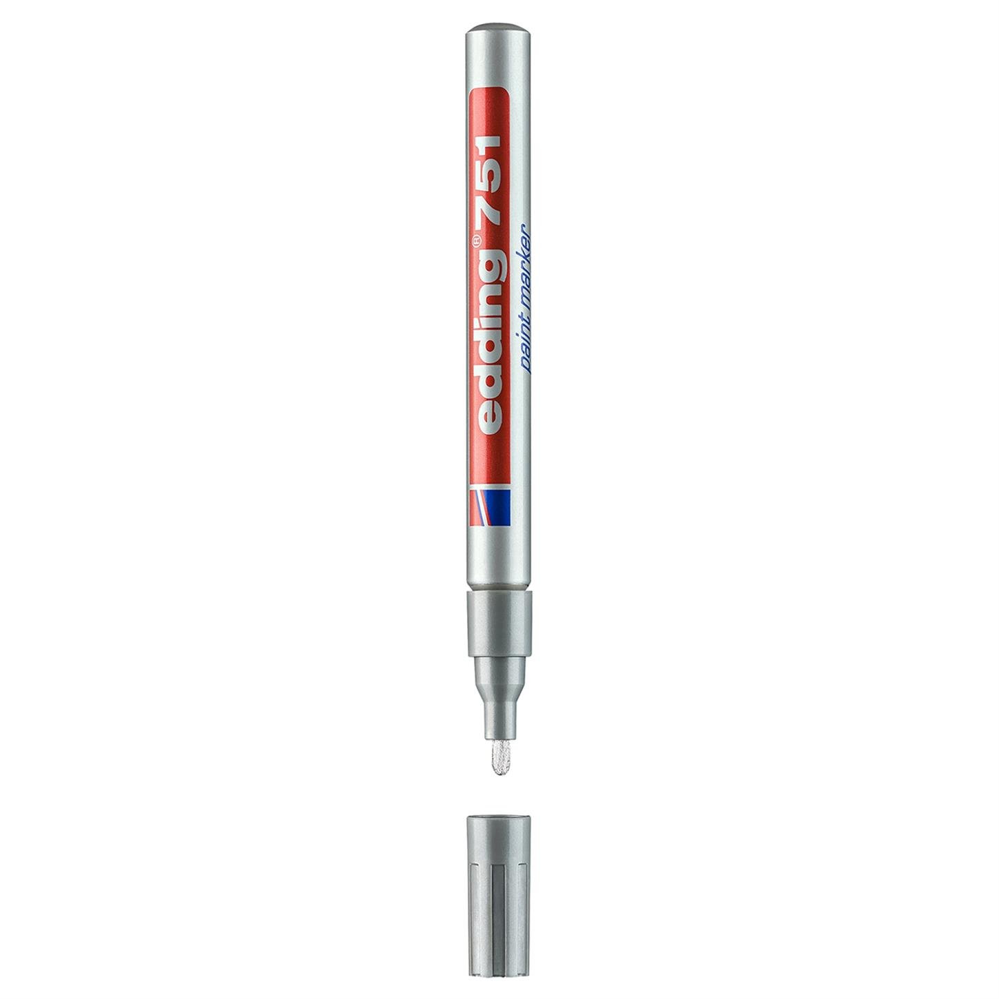 Edding 751 Tam Örtücü Boya Kalemi Yuvarlak Uç  1-2 mm Gümüş