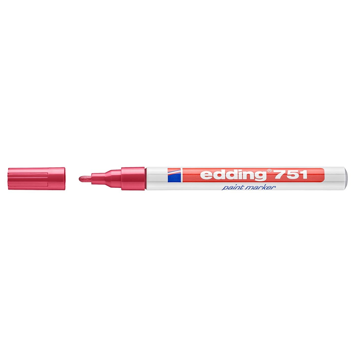 Edding 751 Tam Örtücü Boya Kalemi Yuvarlak Uç  1-2 mm Kırmızı