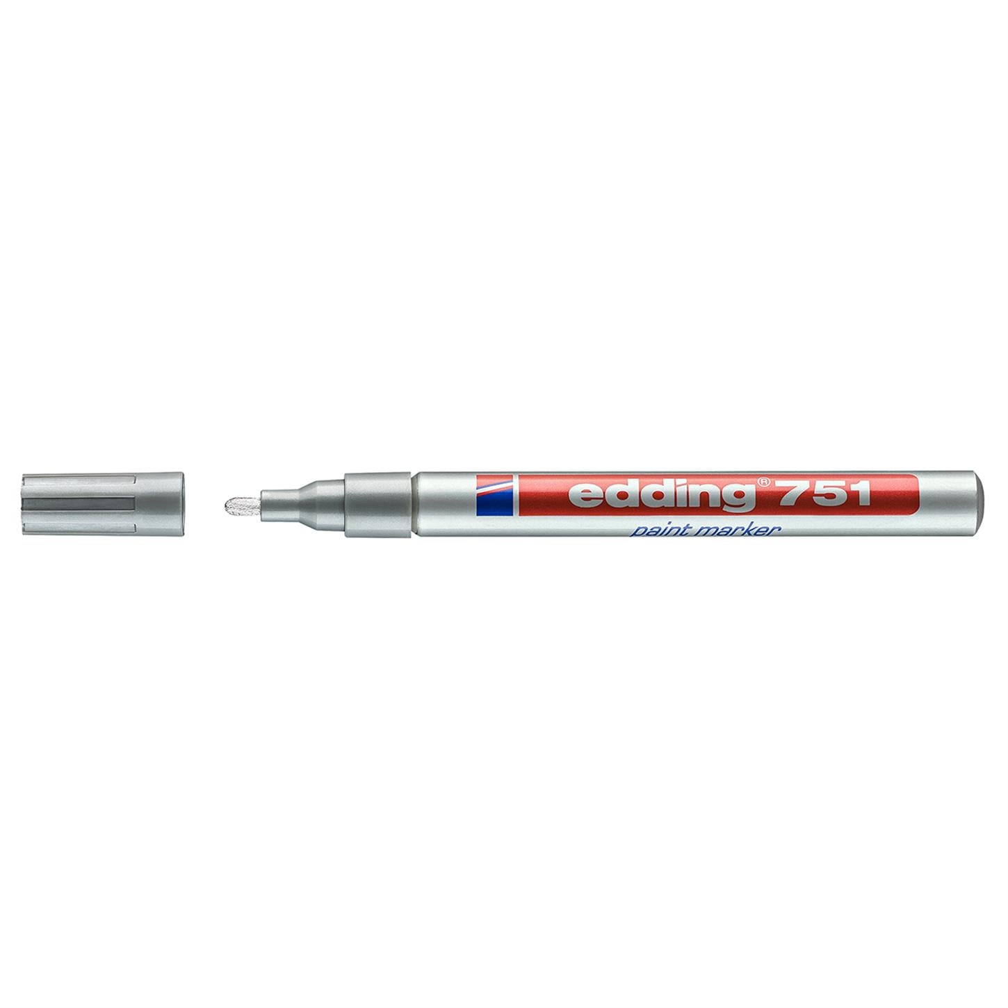 Edding 751 Tam Örtücü Boya Kalemi Yuvarlak Uç  1-2 mm Gümüş