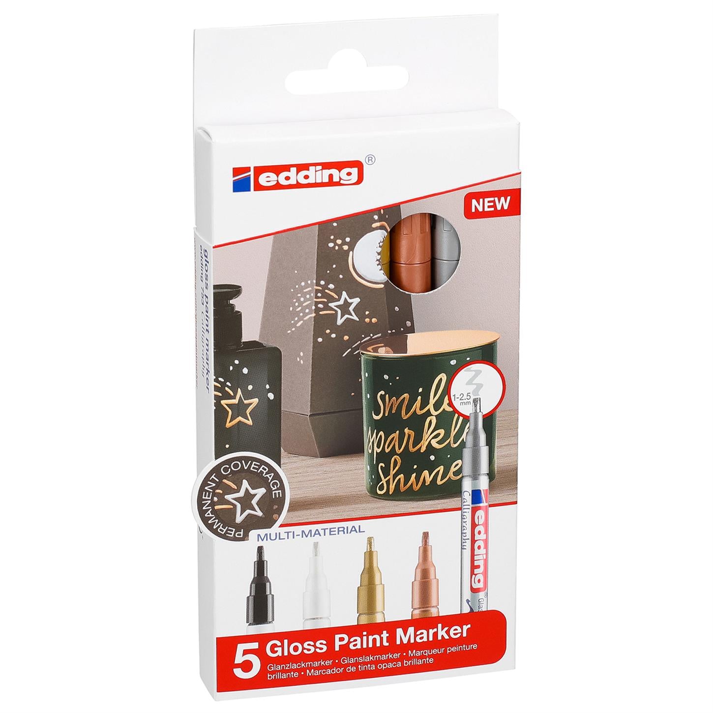 Edding 753 Kaligrafik Hobi Sanat Kalemi 1-2.5 mm Uç 5li Set Metalik Karışık