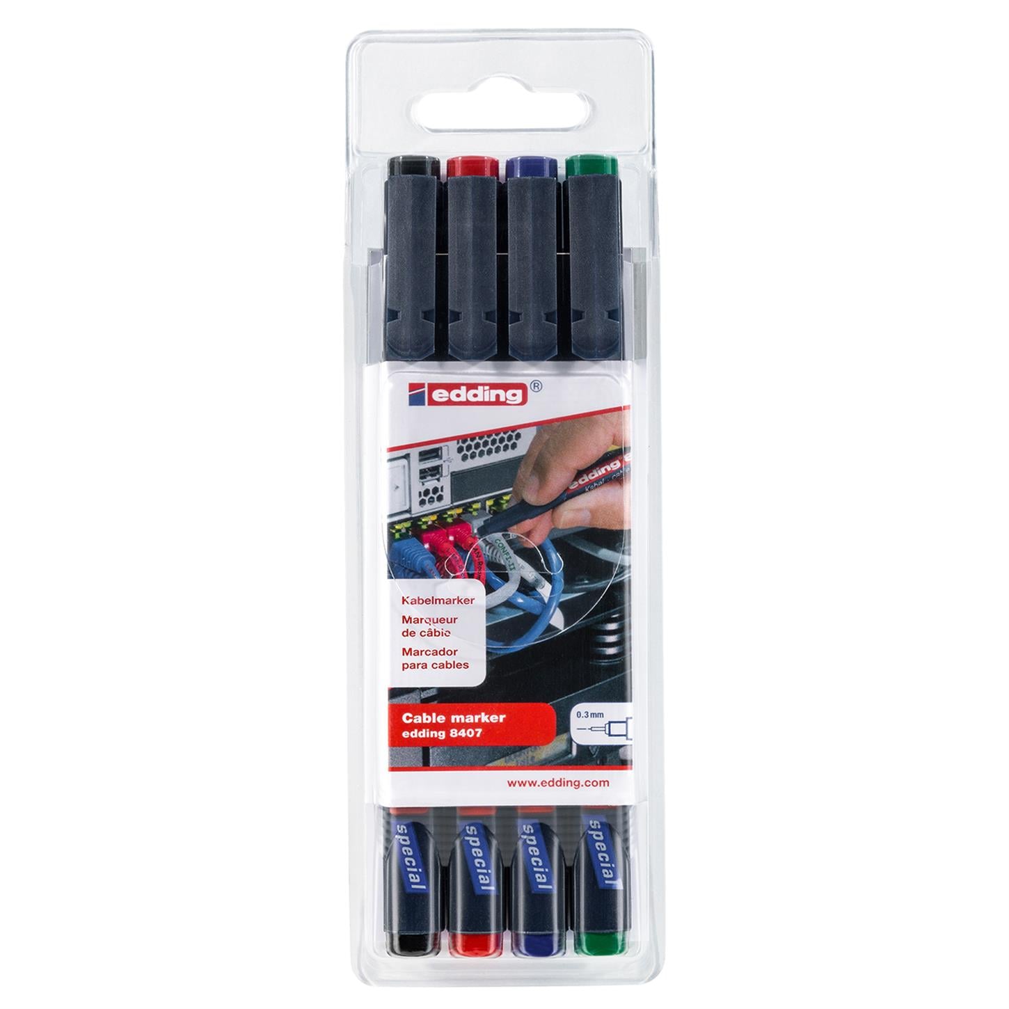 Edding 8407 Kablo Kalemi, 4‘lü Set Karışık