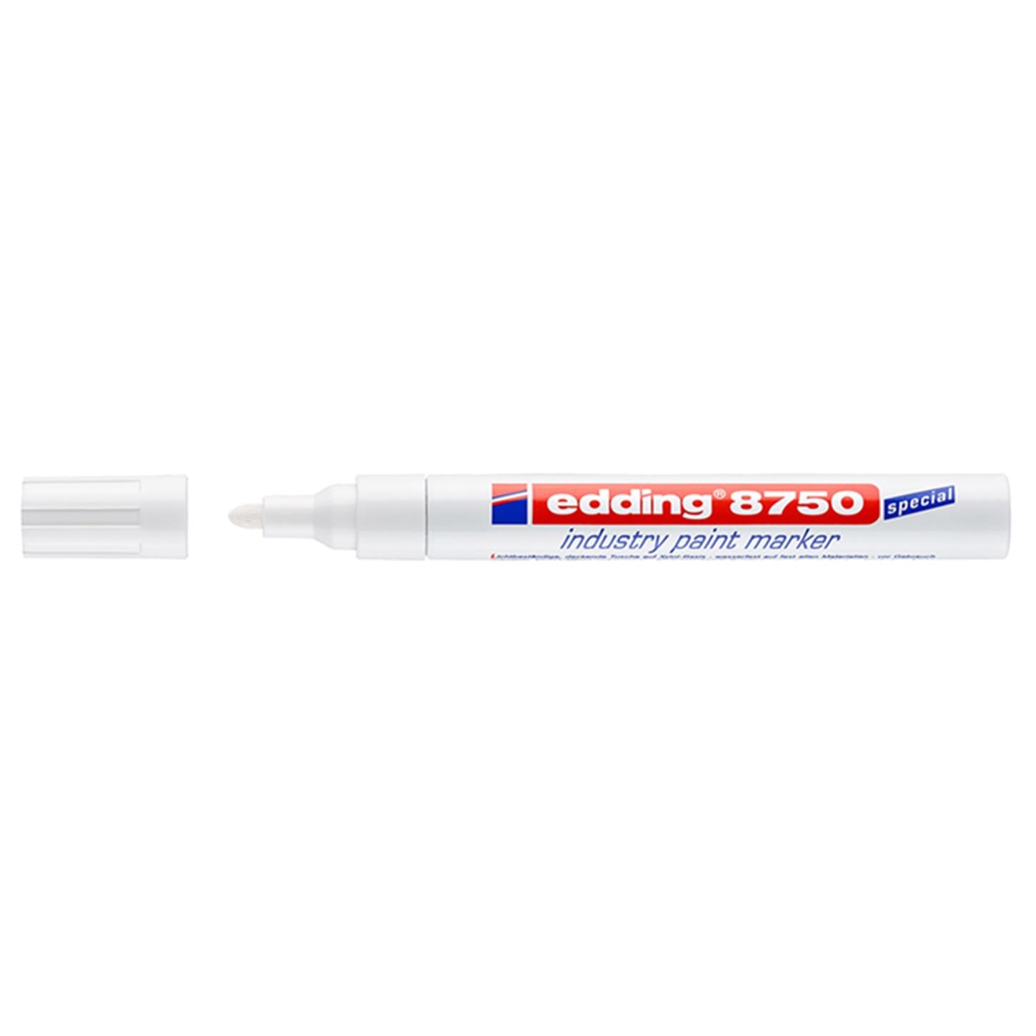 Edding 8750 Tam Örtu¨cu¨ Endu¨stri Kalemi, Beyaz