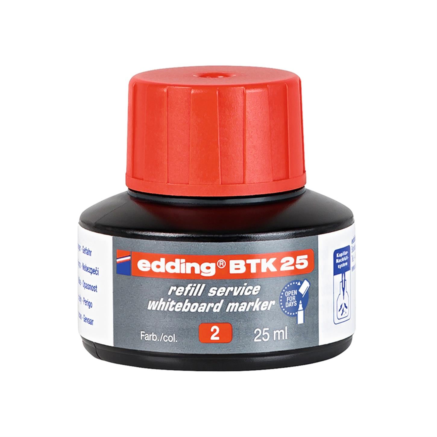 Edding Btk 25 Beyaz Yazı Tahtası Kalemi Yedek  Mürekkebi 25 ml Kırmızı