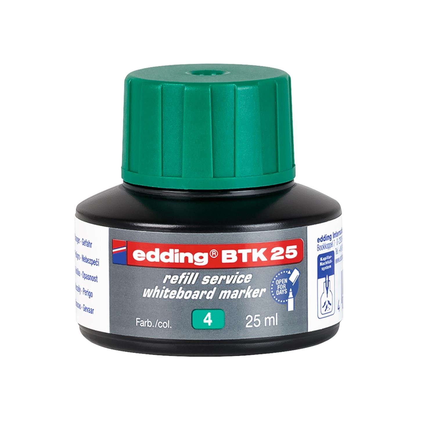 Edding Btk 25 Beyaz Yazı Tahtası Kalemi Yedek  Mürekkebi 25 ml Yeşil