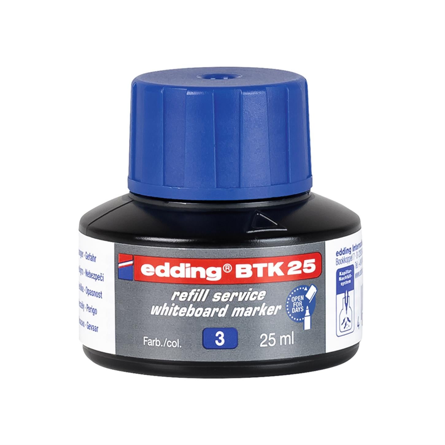 Edding Btk 25 Beyaz Yazı Tahtası Kalemi Yedek  Mürekkebi 25 ml Mavi