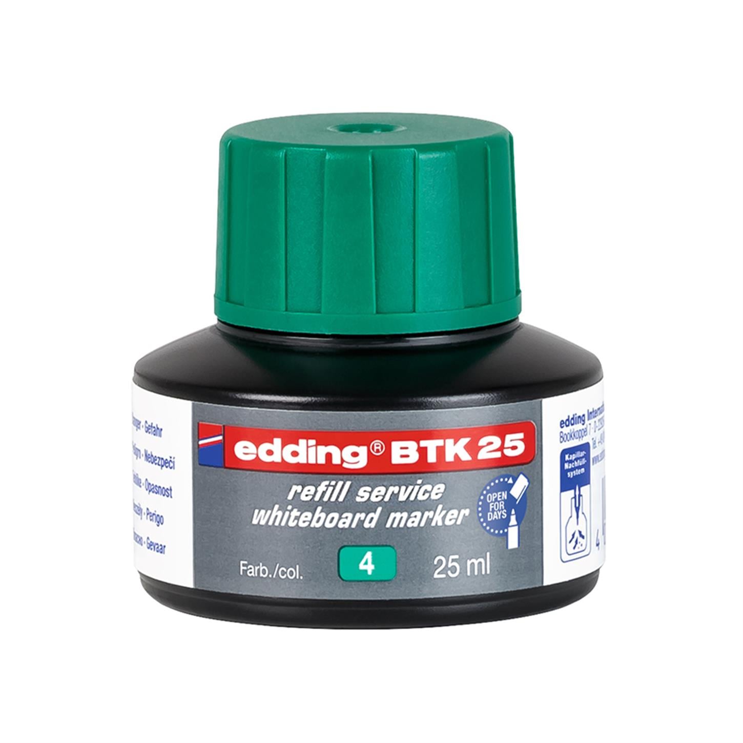 Edding Btk 25 Beyaz Yazı Tahtası Kalemi Yedek  Mürekkebi 25 ml Yeşil