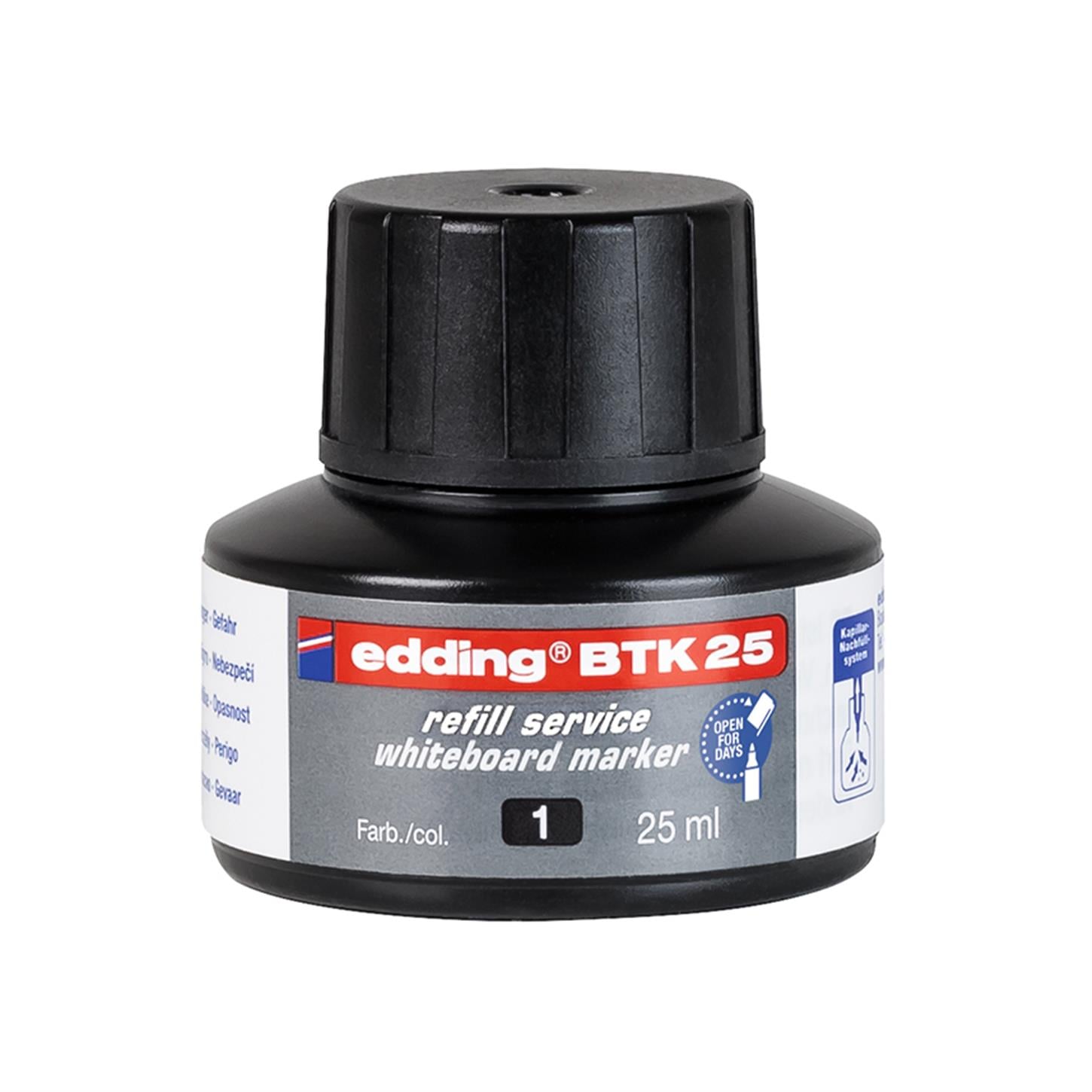 Edding Btk 25 Beyaz Yazı Tahtası Kalemi Yedek  Mürekkebi 25 ml Siyah