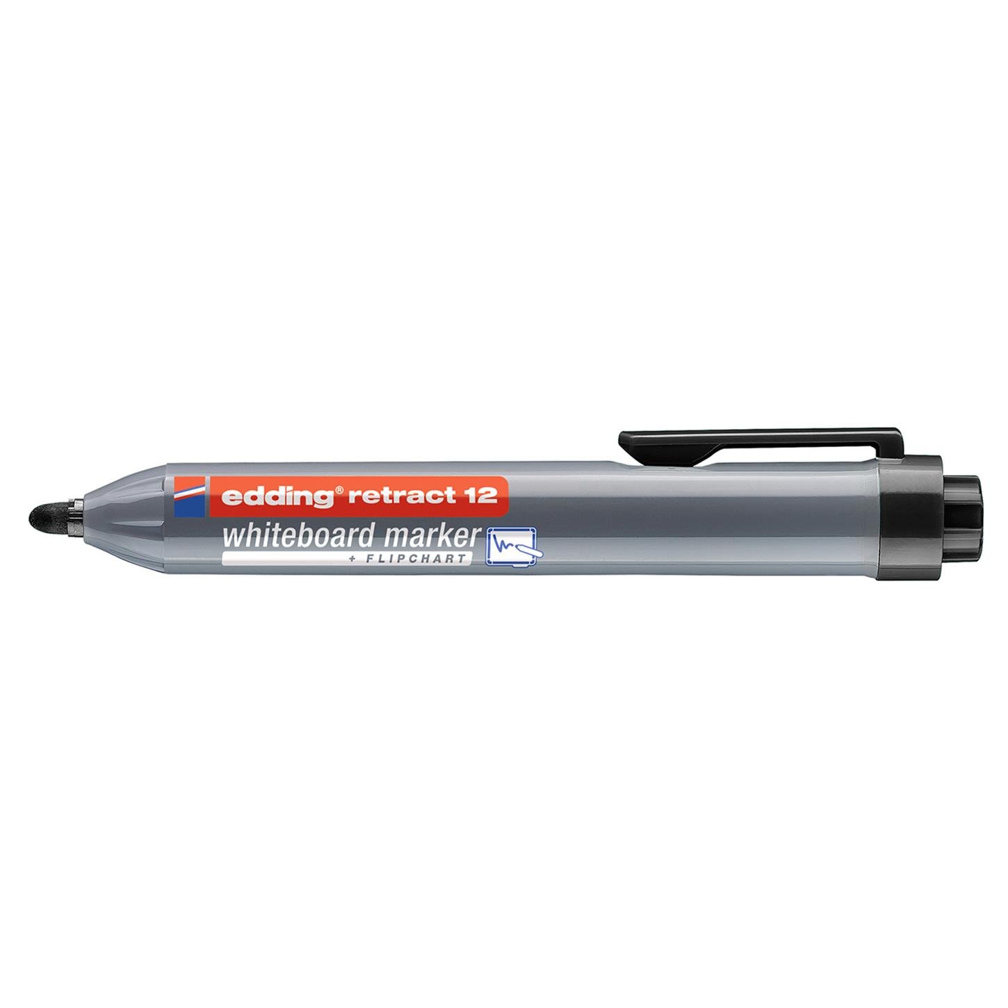Edding Retract 12 Beyaz Yazı Tahtası Kalemi Yuvarlak Uç 1.5-3 mm Siyah