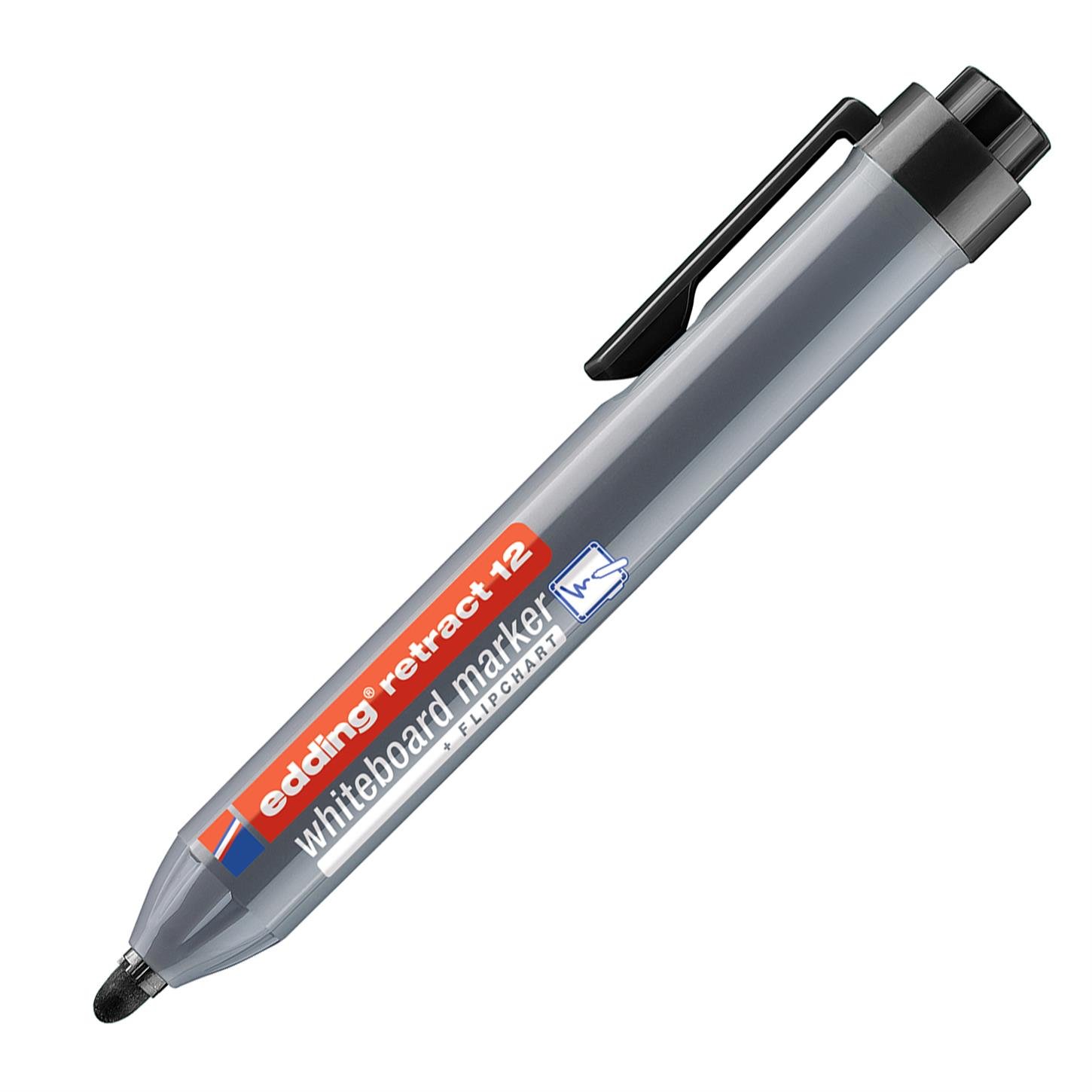 Edding Retract 12 Beyaz Yazı Tahtası Kalemi Yuvarlak Uç 1.5-3 mm Siyah