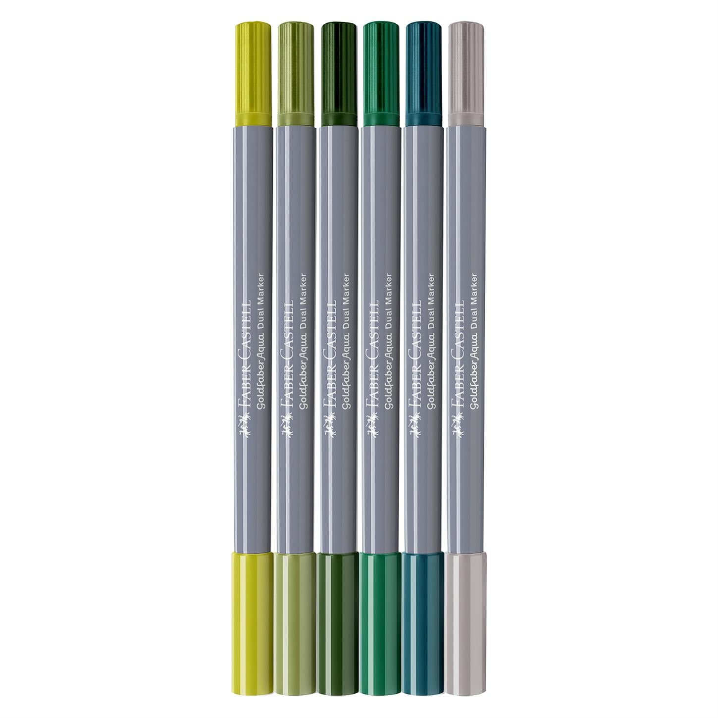 Faber Castel Goldfaber Çift Uçlu Markör,  Fırça-Fineliner Uç, 6lı, Jungle