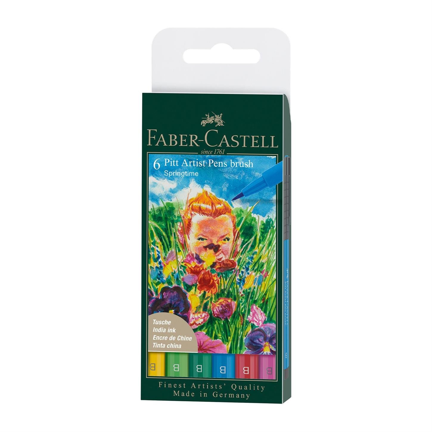 Faber Castel Pitt Artist Fırça Uçlu Çizim Kalemi,  6lı, Bahar Renkleri