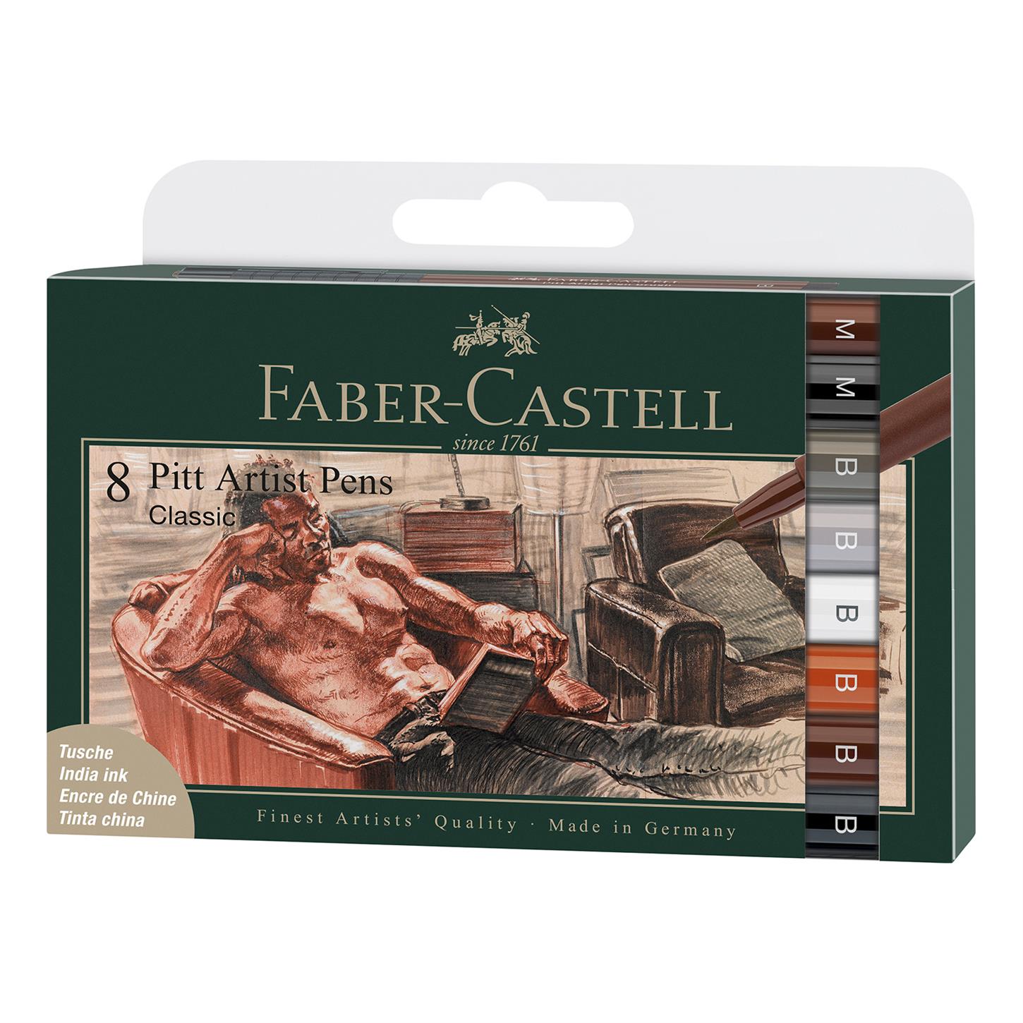 Faber Castel Pitt Artist Pen Fırça Uçlu Çizim Seti , 8li, Klasik Tonları