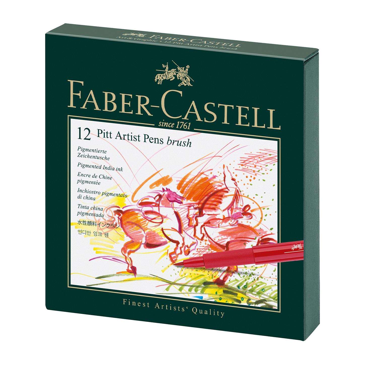 Faber Castel Pitt Artist Studio Box Fırça Uçlu  Çizim Kalemi, 12li
