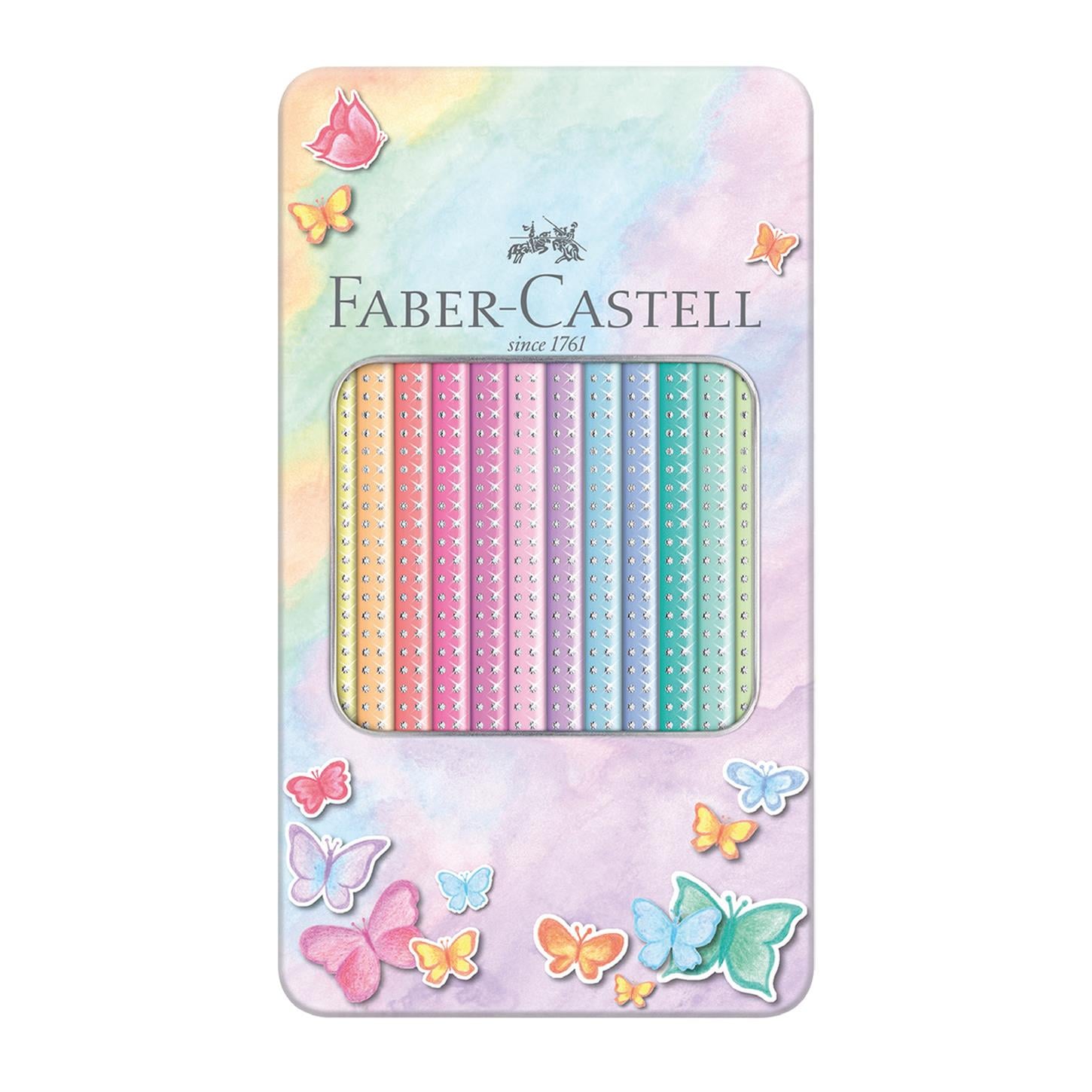 Faber Castel Sparkle Pastel Metal Kutu Kuru Boya  Kalemi, Pastel Renkler, 12li