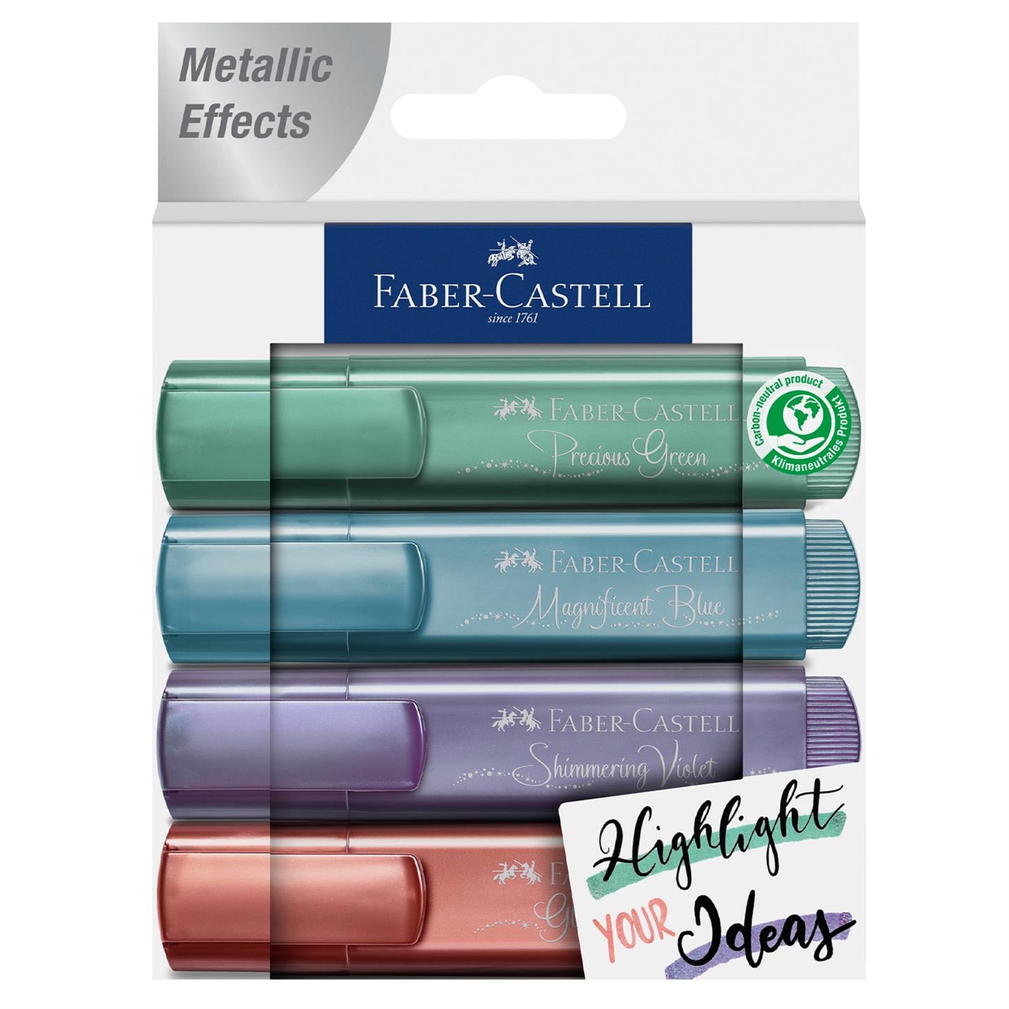Faber Castel Yeni Textliner 46 Metalik Fosforlu  Kalem, 4lü