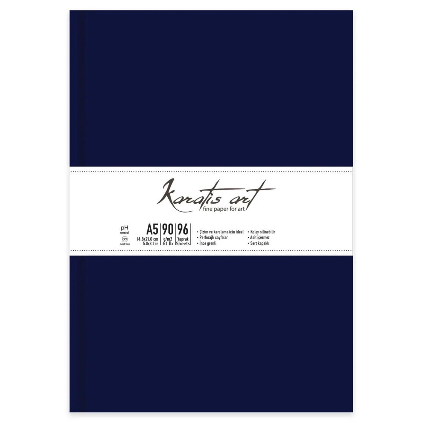 Keskin Color Karatis Eskiz Blok Sert Kapak  96 Yaprak 90 gr lacivert Renk Beyaz Sayfa A5 (8x21 cm)