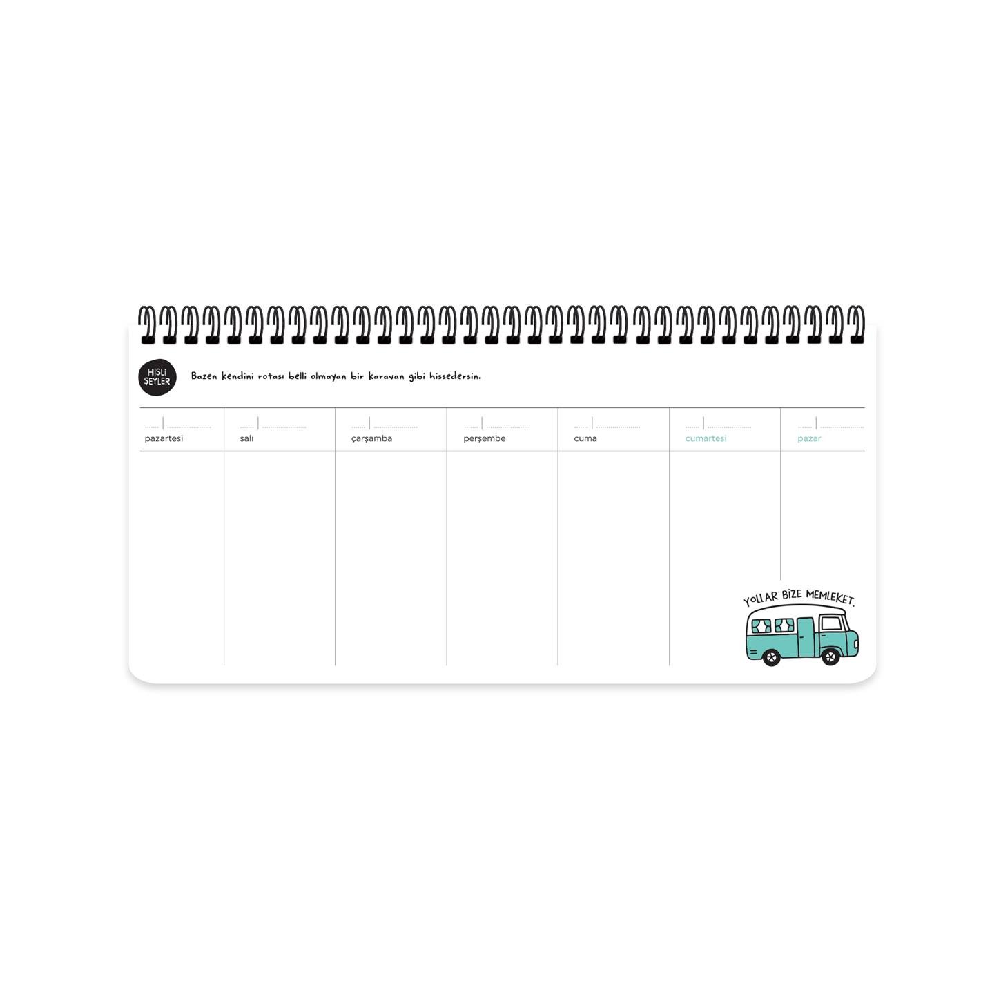 Keskin Color Tarihsiz Hisli Şeyler Seri Spiralli  Stickerlı Panner-Zirvedeyim Canım Duymuyorum 54 Yaprak (13x27 cm) Yeşil