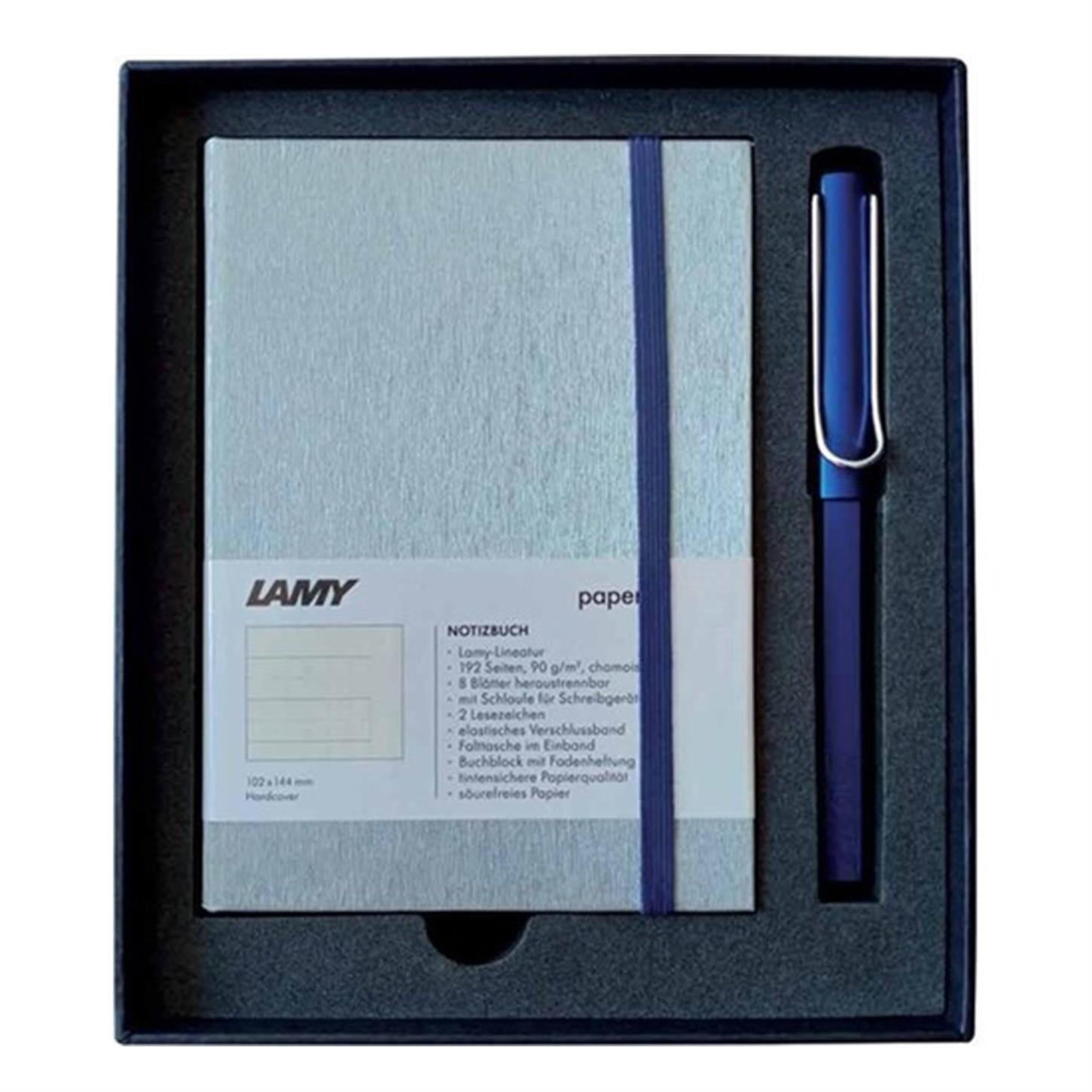 Lamy Al-Star Roller Kalem Alüminyum Azure + Lamy S Sert Kapak Defter, A6, Okyanus Mavisi