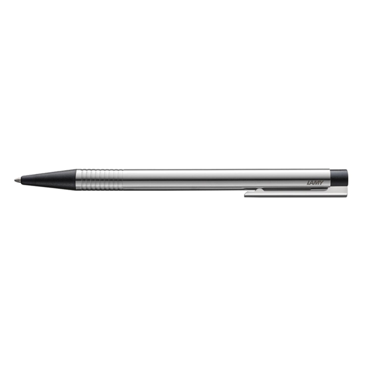 Lamy Logo Tükenmez Kalem, Mat Paslanmaz Çelik  Gövde, Mat Paslanmaz Çelik Halkalı Grip, Gri-Siyah