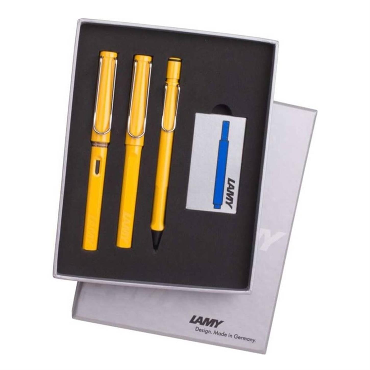 Lamy Safari Dolma + Roller + Versatil Kalem, 3'lü  Set, Parlak Sarı