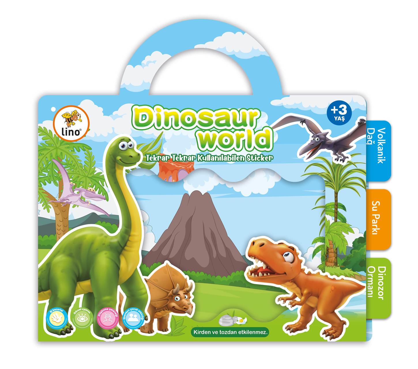 Lino Tekrar Tekrar Kullanılabilen Sticker Dinosaur World