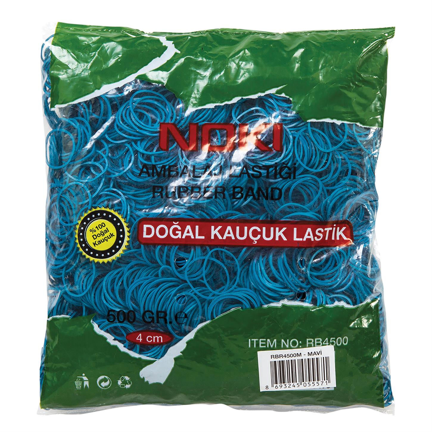 Noki Ambalaj Lastiği, %100 Kauçuk, 4 cm, 500 gr,  Mavi