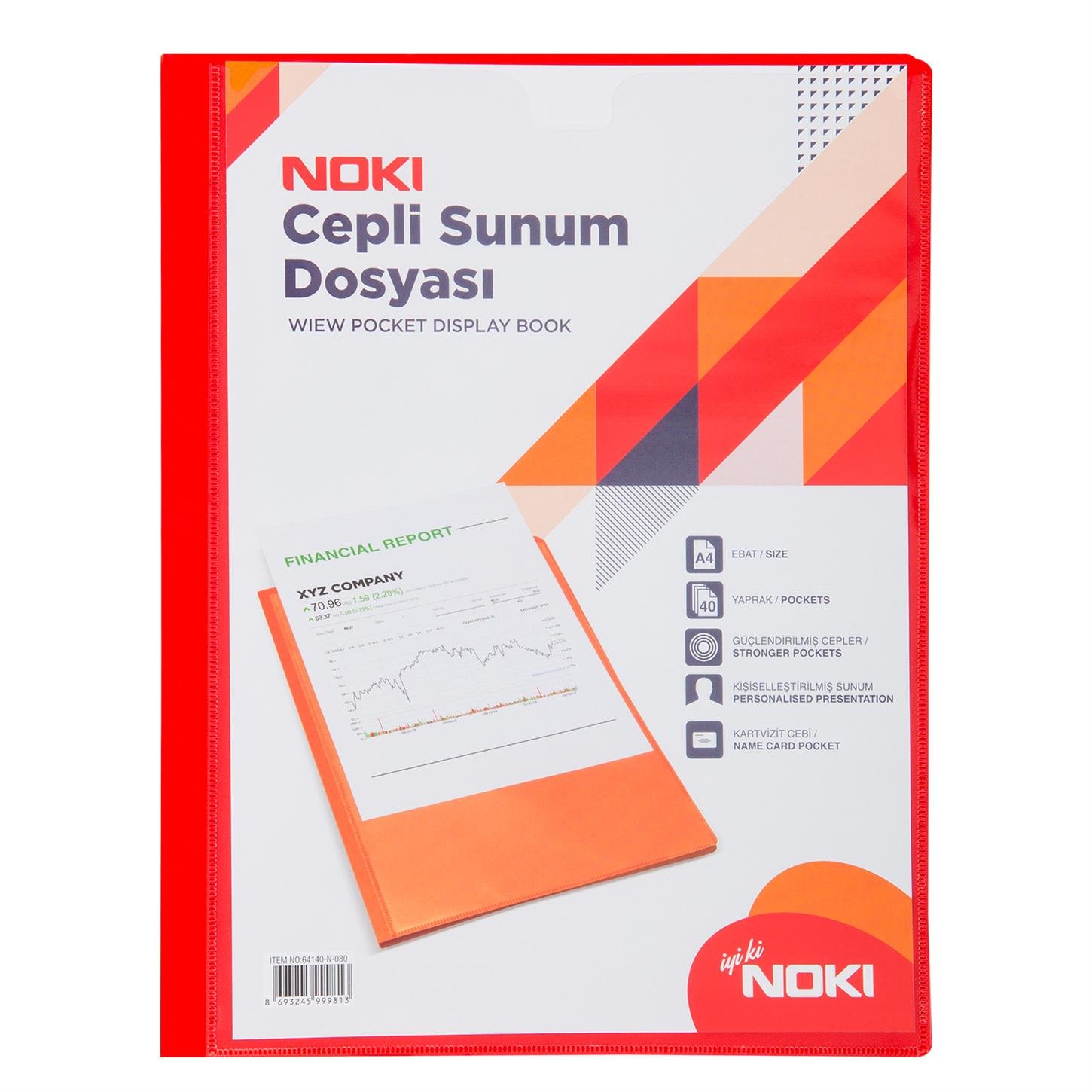 Noki Cepli Sunum Dosyası, 40 Yaprak, Kırmızı