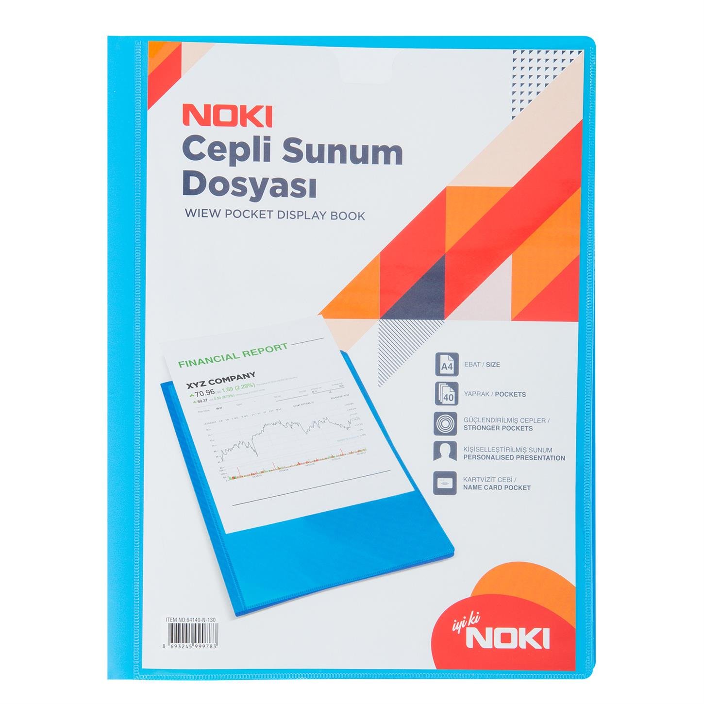 Noki Cepli Sunum Dosyası, 40 Yaprak, Mavi