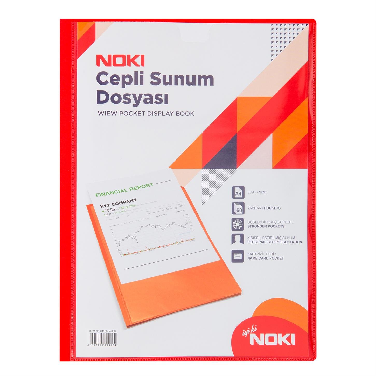 Noki Cepli Sunum Dosyası, 60 Yaprak, Kırmızı