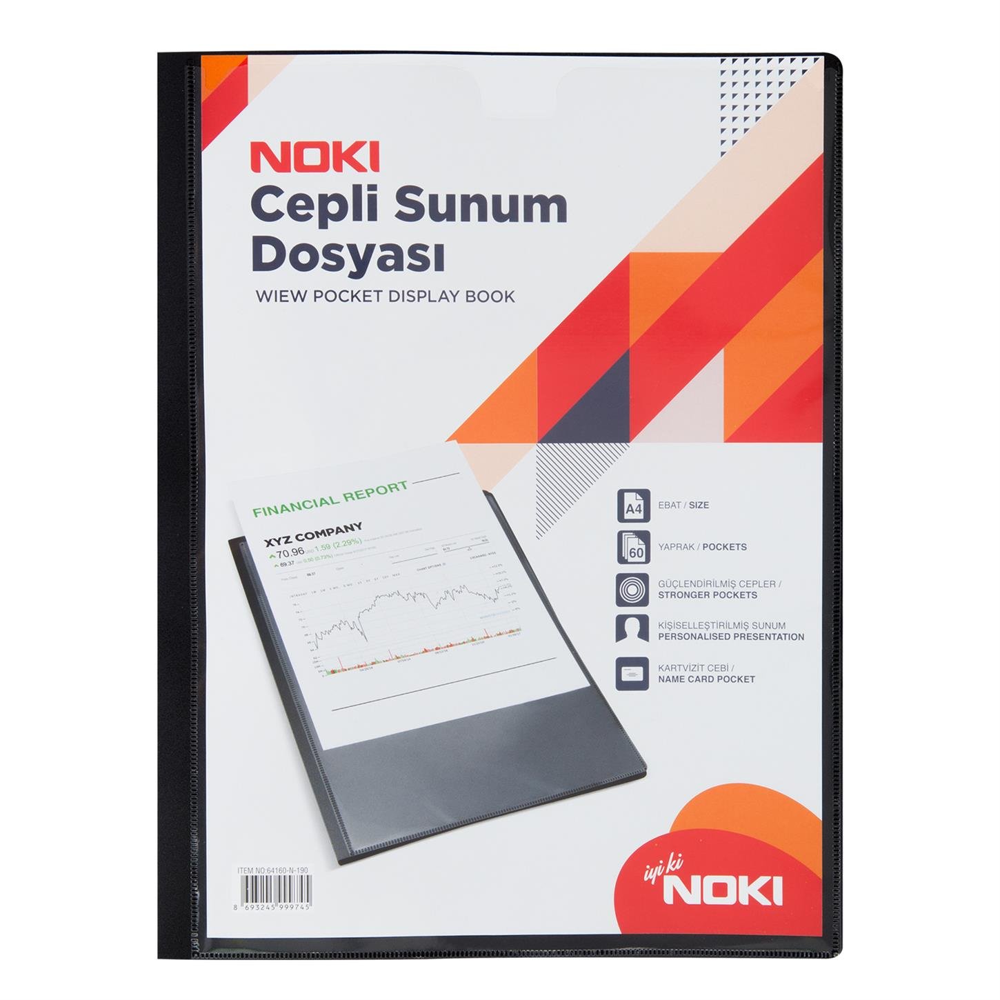 Noki Cepli Sunum Dosyası, 60 Yaprak, Siyah