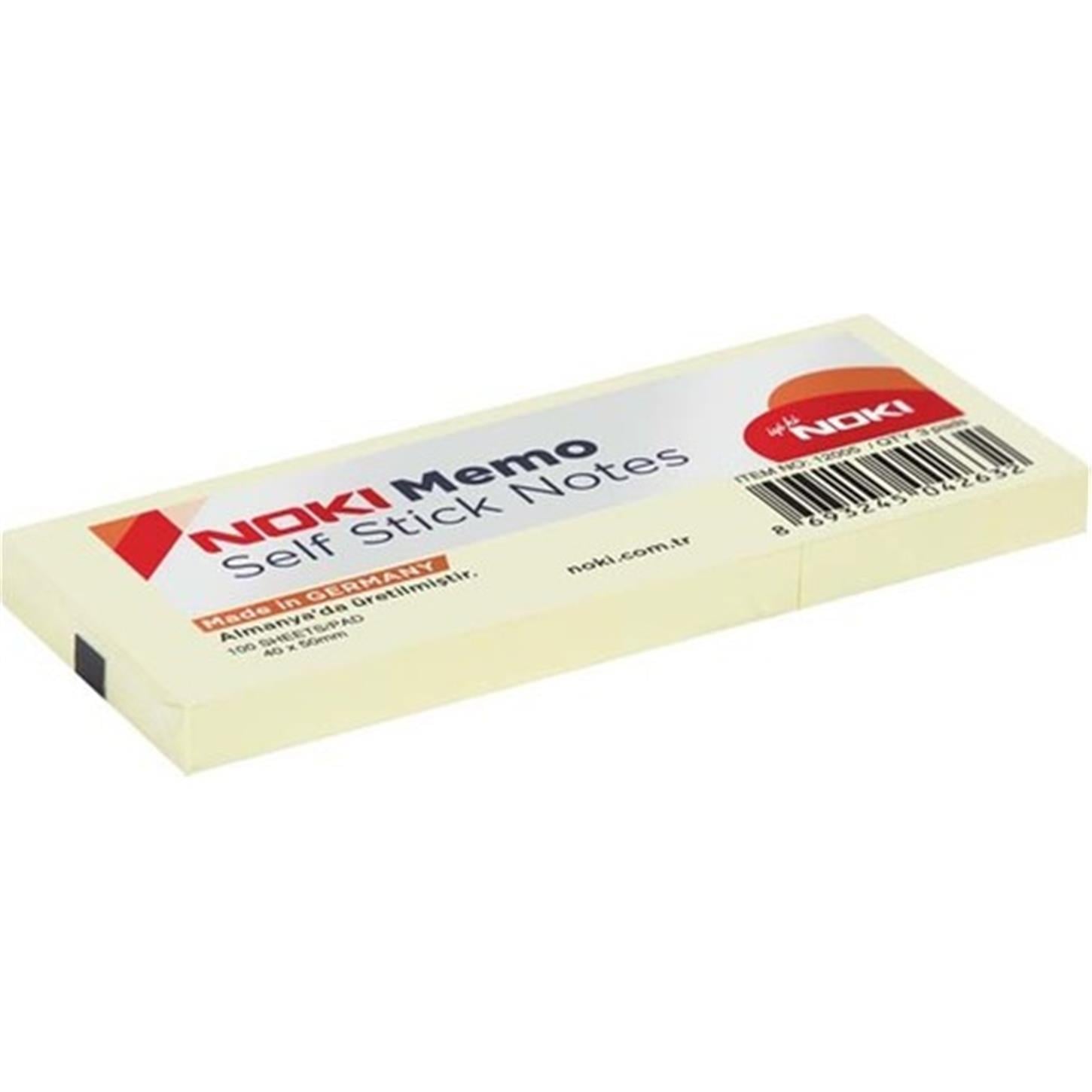 Noki Memo 12005 Yapışkanlı Not Kağıdı 40*50 3lü  Sarı