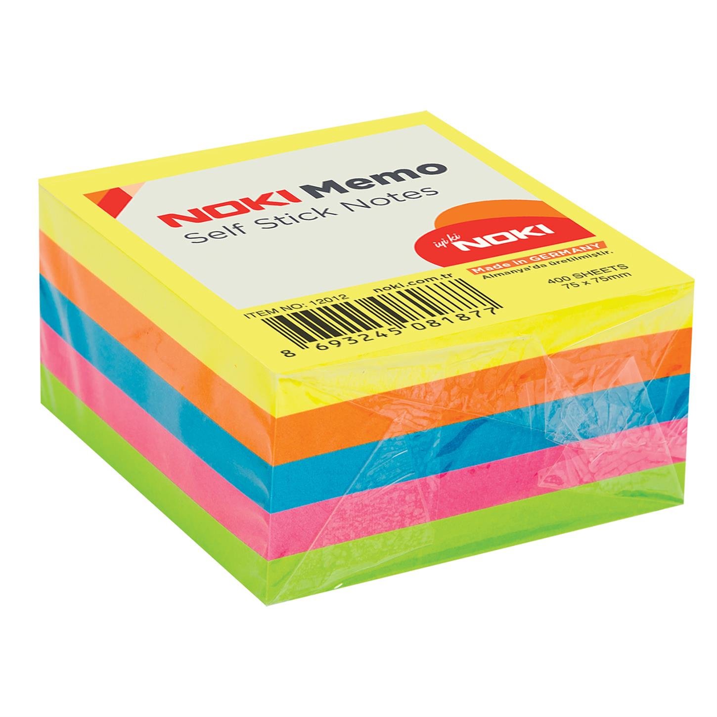 Noki Memo Yapışkanlı Küp Blok, 400 Sayfa, 75x75 mm Neon
