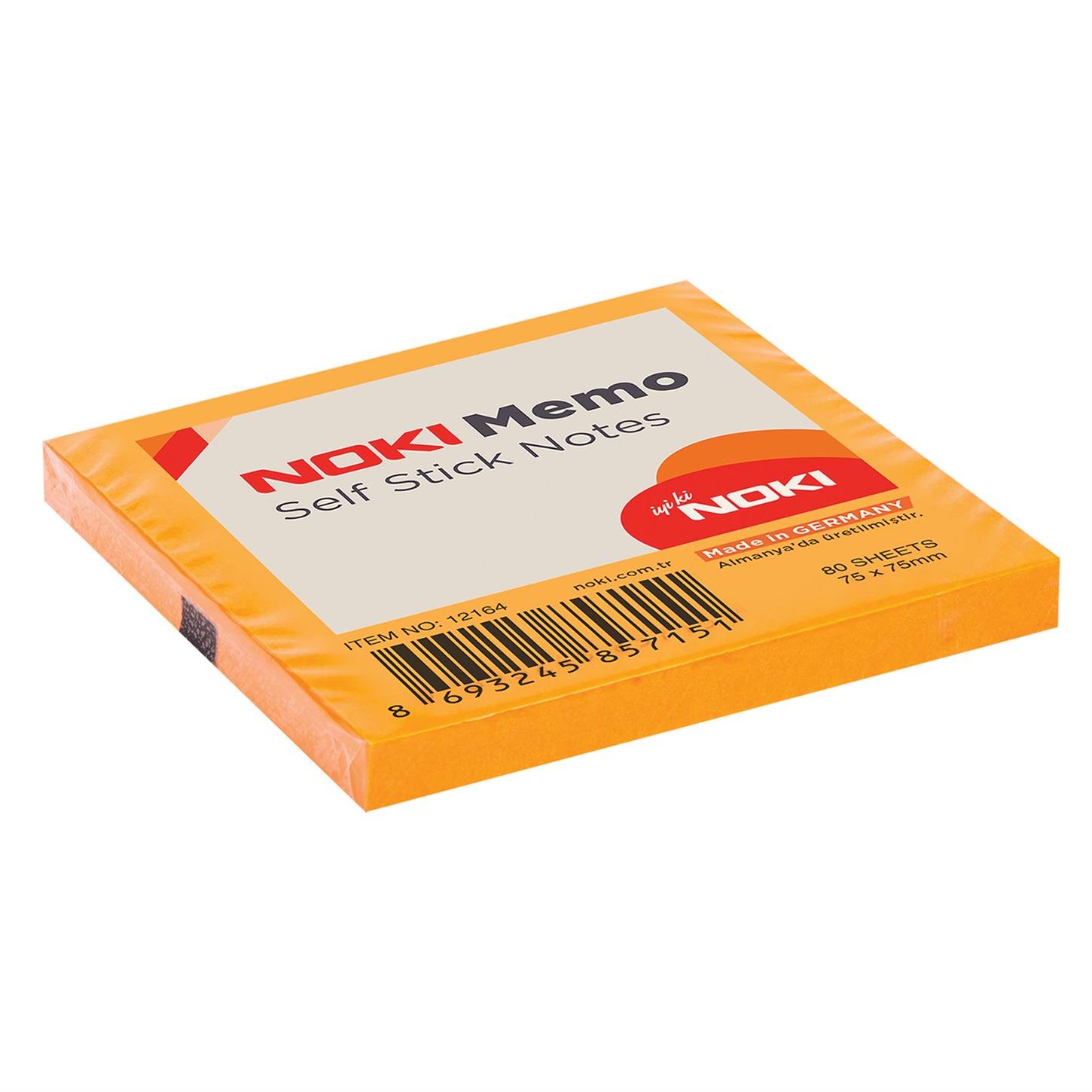 Noki Memo Yapışkanlı Not Kağıdı, 75x75 mm, Turuncu