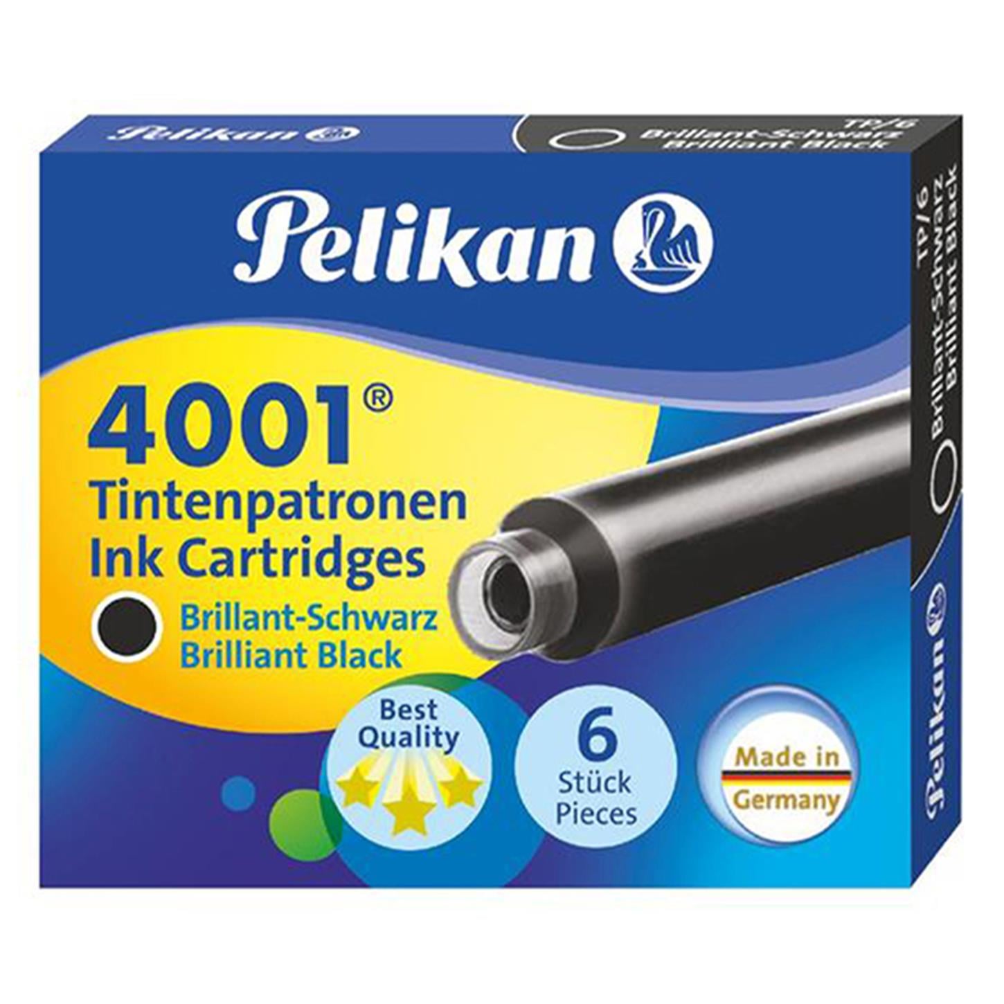 Pelikan 4001 Küçük Dolma Kalem Kartuşu 6lı Siyah