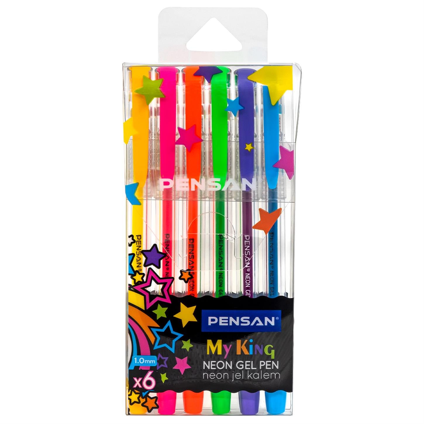 Pensan 6403 My-Kıng Neon Jel Tükenmez Kalem Renkli  6lı Set Renkli