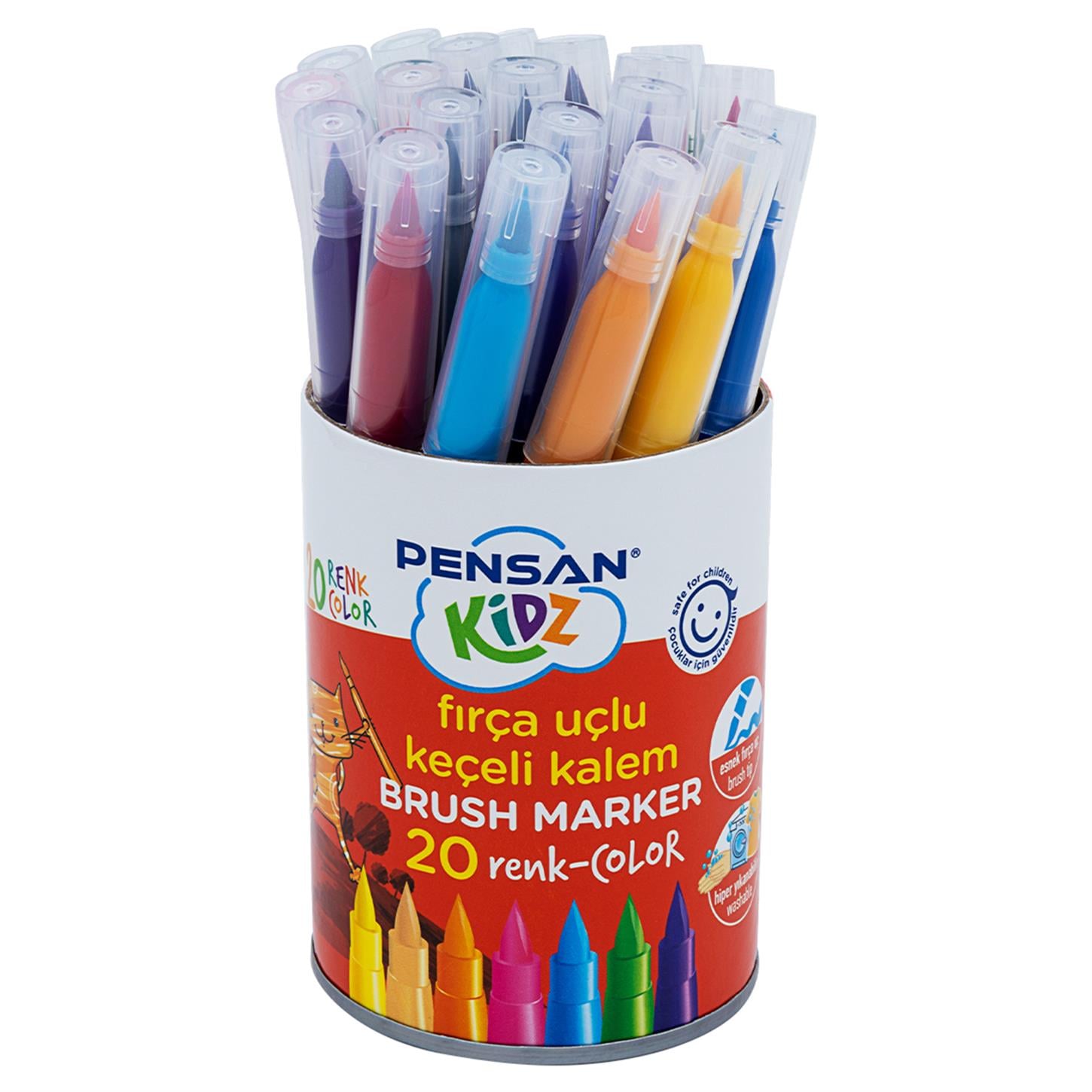 Pensan Kidz Keçeli Boya Kalemi Fırça Uçlu 20li Pkt