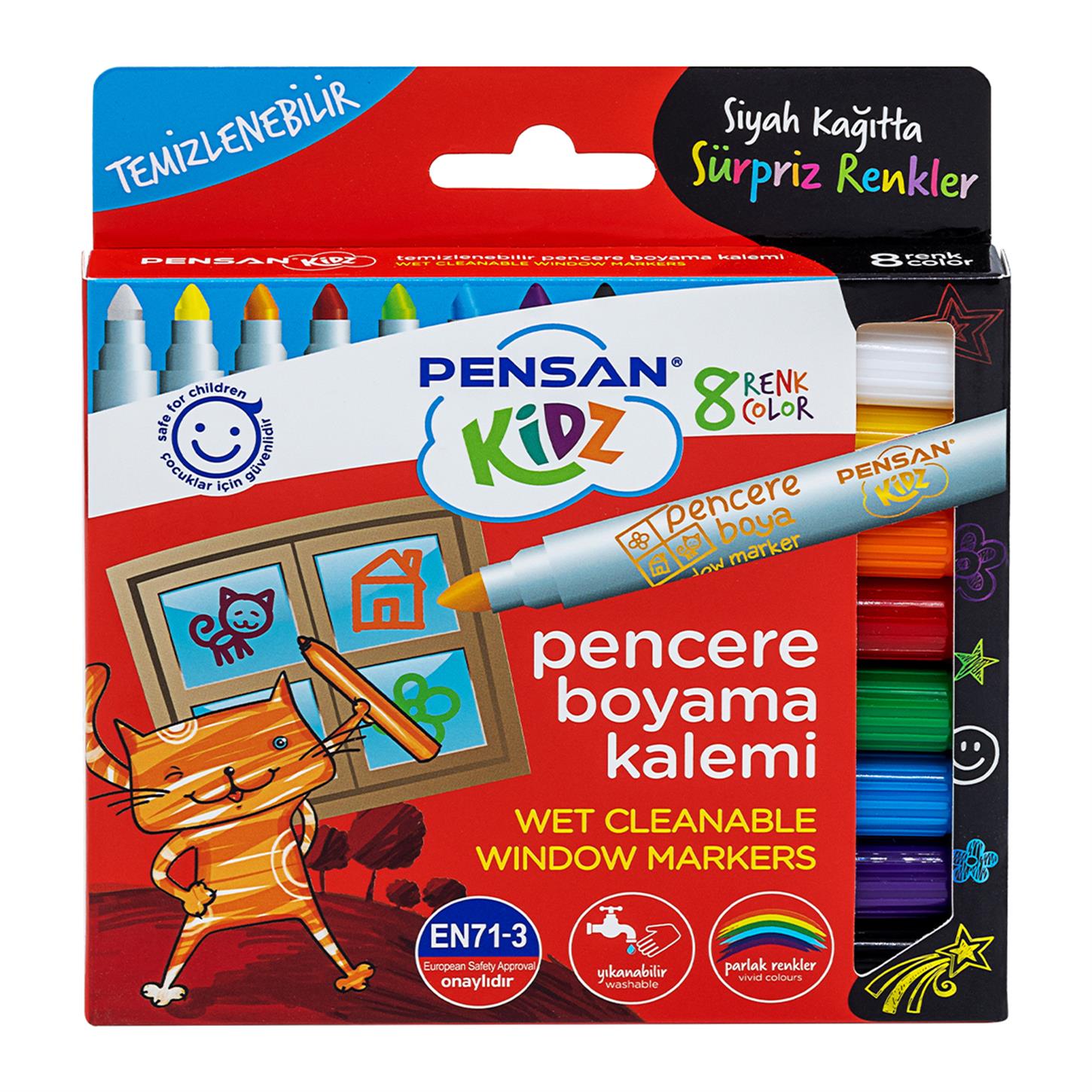 Pensan Kidz Temizlenebilir Markör By Kl, 8 Renk