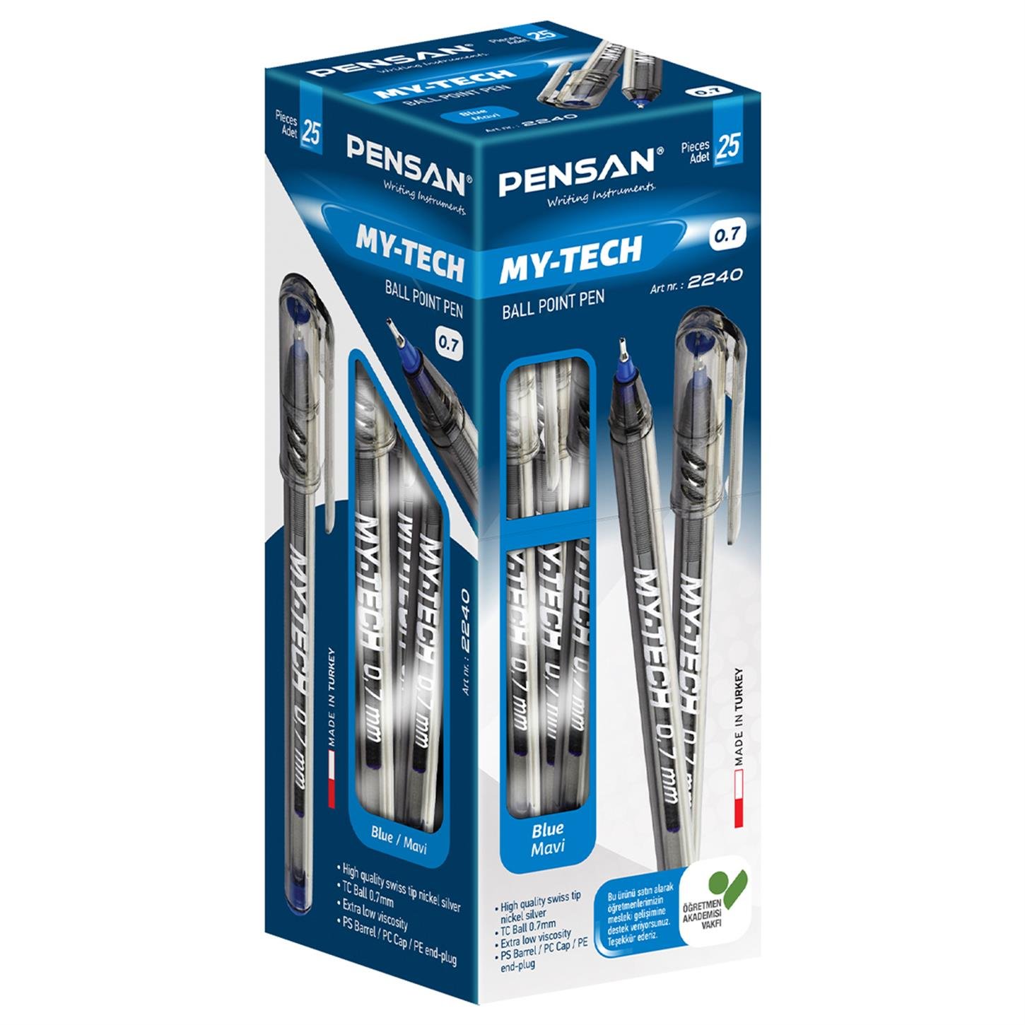 Pensan My-Tech Tükenmez Kalem 07 mm 25li Mavi