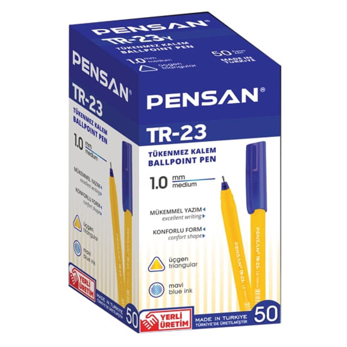 Pensan Üçgen Tr-23 Tükenmez Kalem 50li Mavi