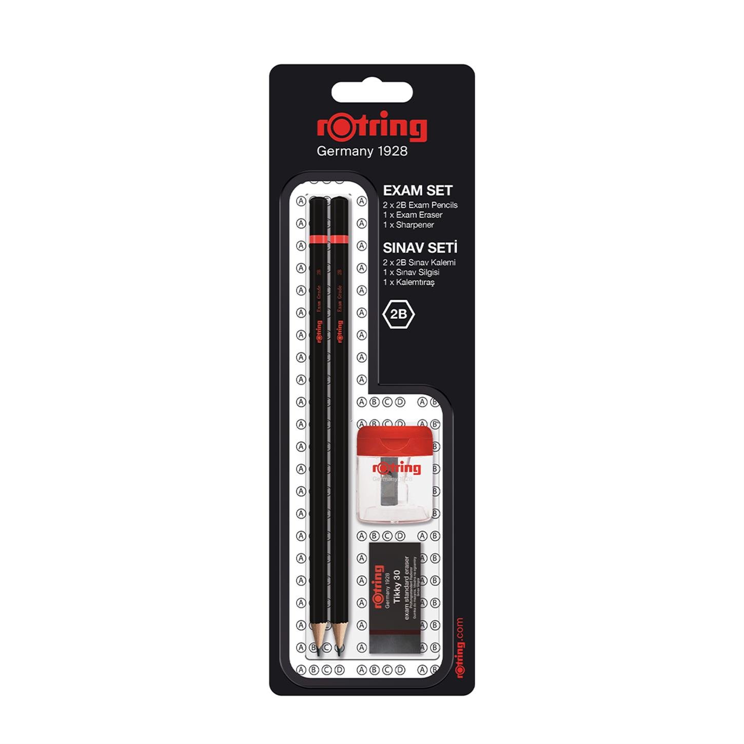 Rotring Siyah Sınav Kalemi Silgi Kalemtraş Sınav Seti