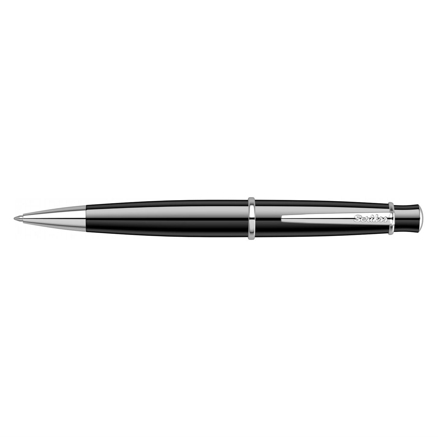 Scrikss Elegance Chic 62 Tükenmez Kalem Lake Gövde  Krom Kaplama Klips Siyah