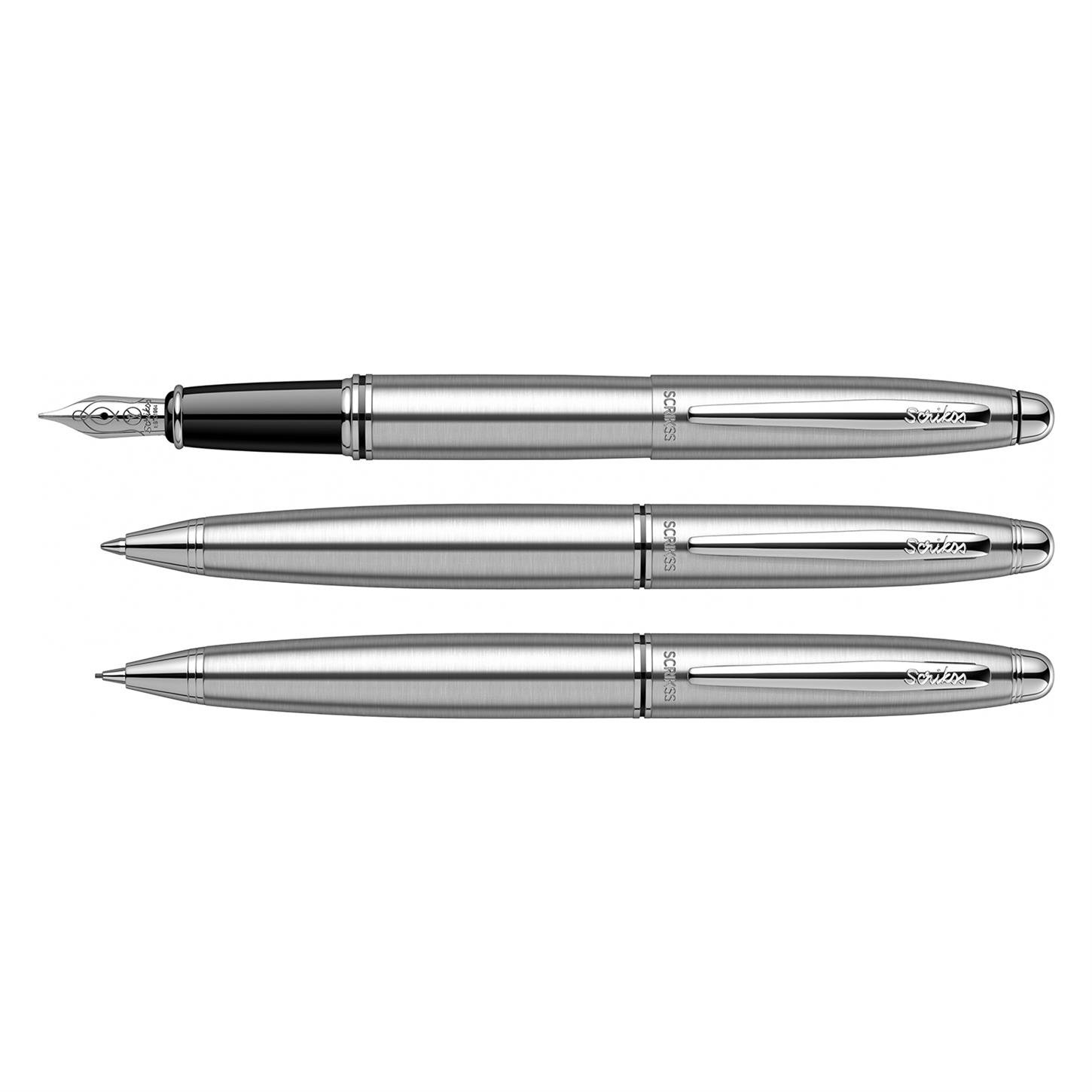 Scrikss Elegance Knight 88 3lü Set Dolma Kalem- Tükenmez Kalem-Versatil (Uçlu) Kalem Paslanmaz Çel