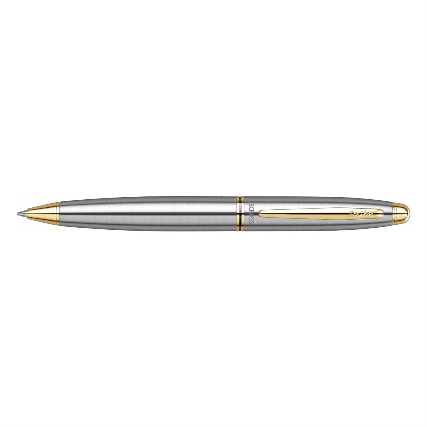 Scrikss Elegance Knight 88 Tükenmez Kalem  Paslanmaz Çelik Gövde Altın Kaplama Klips
