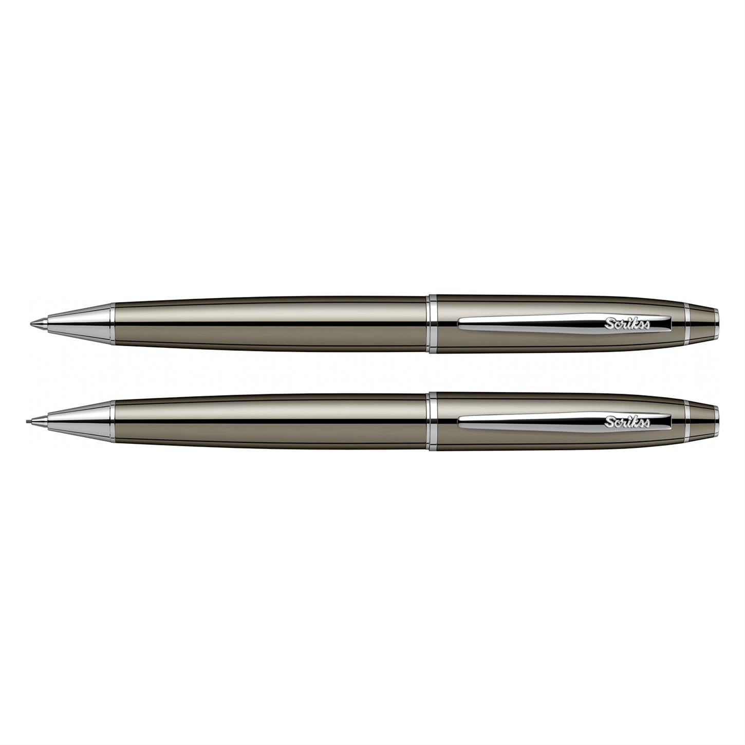 Scrikss Elegance Noble 35 2li Set Tükenmez Kalem- Versatil (Uçlu) Kalem Titanyum Kaplama Gövde Krom
