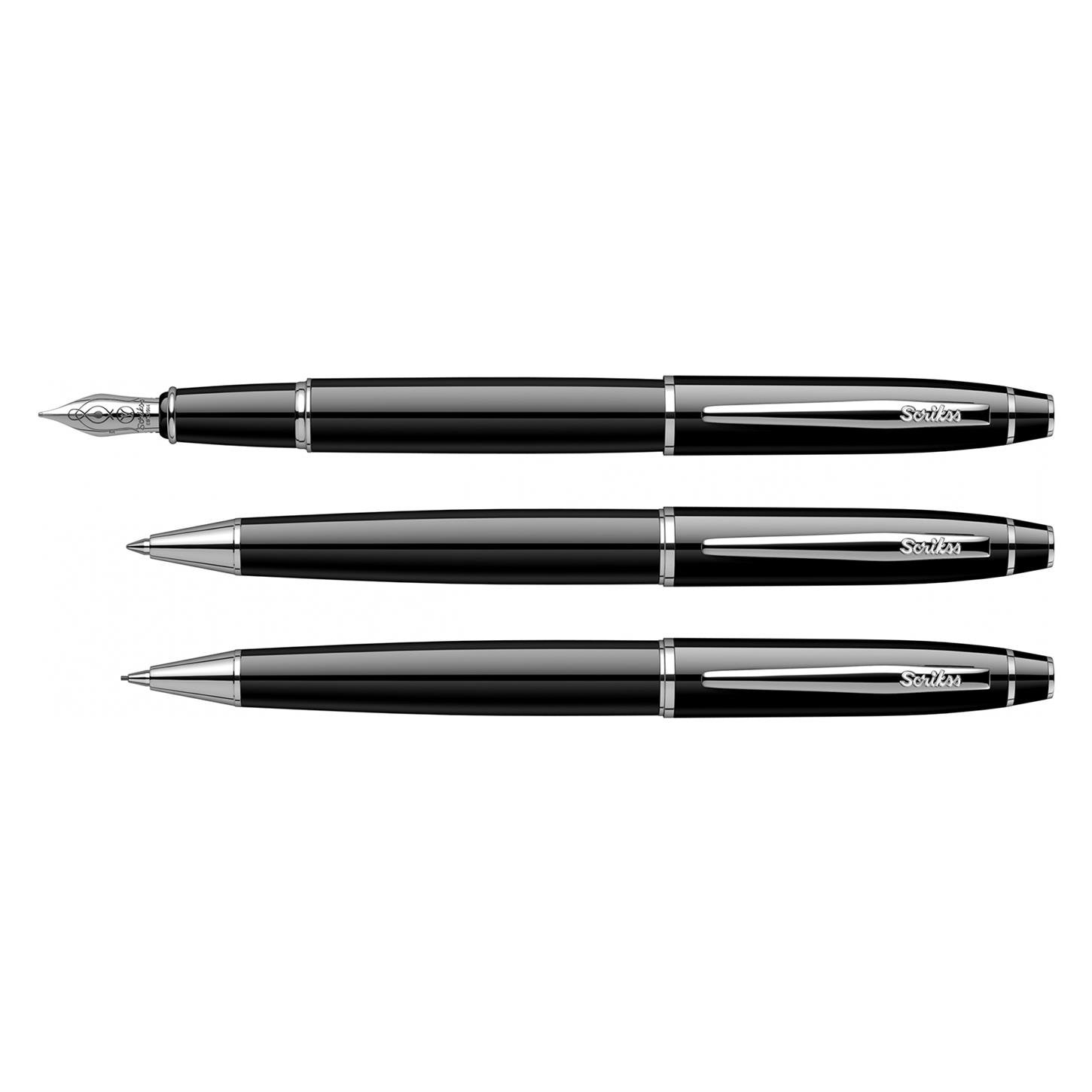 Scrikss Elegance Noble 35 3lü Set Dolma Kalem- Tükenmez Kalem-Versatil (Uçlu) Kalem Lake Gövde Kr