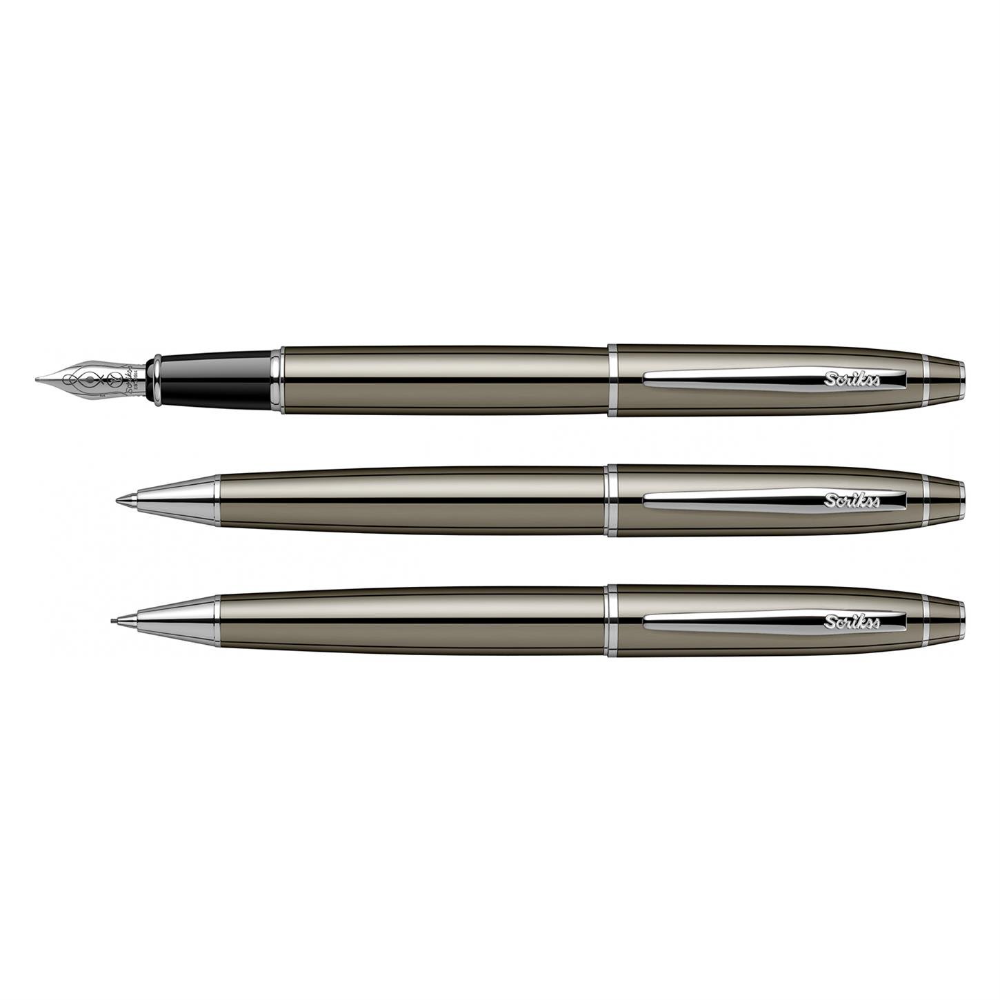 Scrikss Elegance Noble 35 3lü Set Dolma Kalem- Tükenmez Kalem- Versatil (Uçlu) Kalem Titanyum Kap