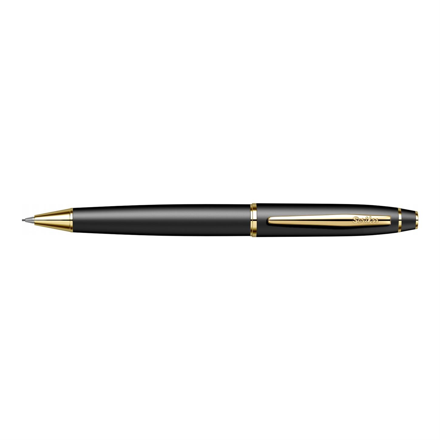 Scrikss Elegance Noble 35 Versatil (Uçlu) Kalem Lake Gövde Altın Kaplama Klips 0.7 mm Uç Mat Siyah