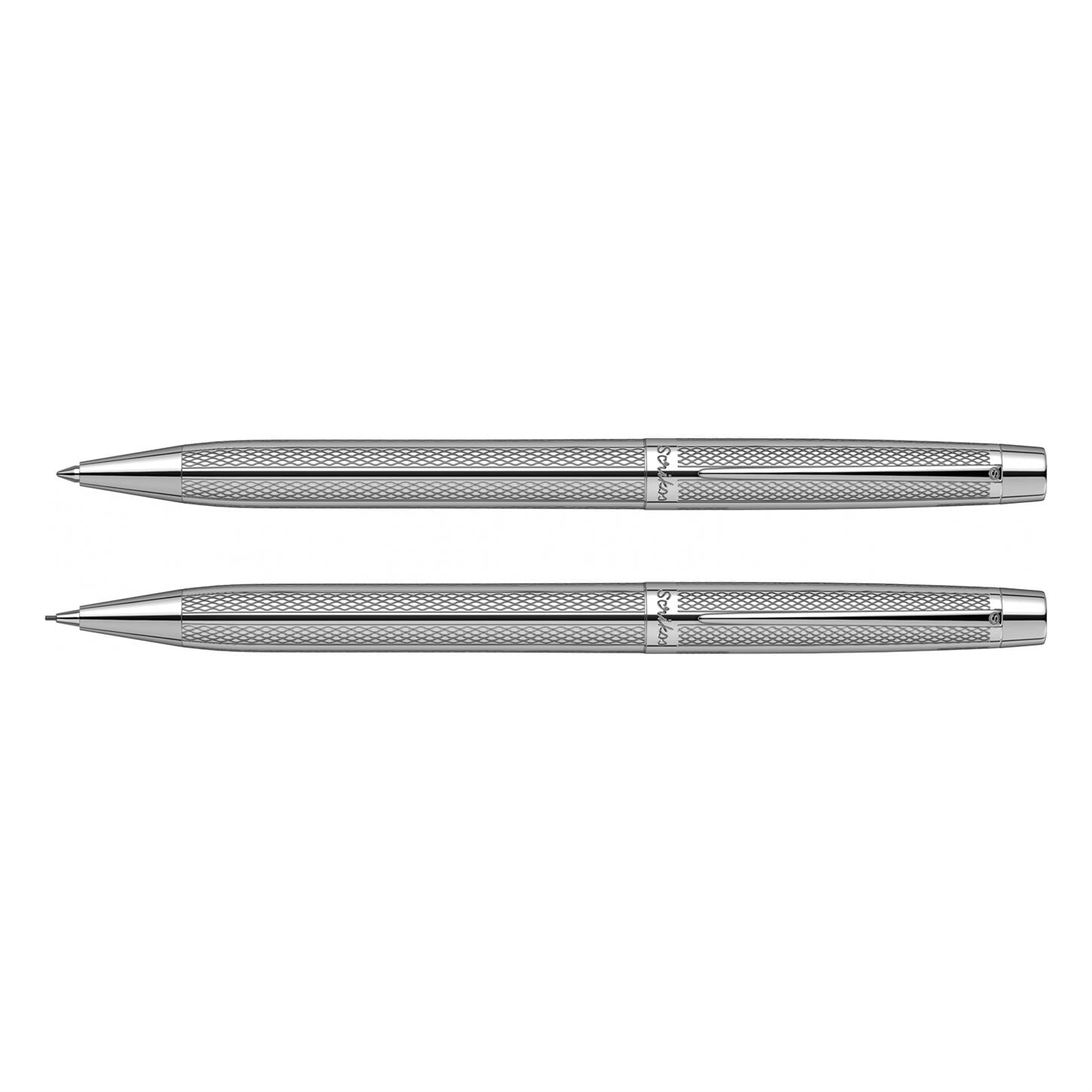 Scrikss Elegance Venüs 722 2li Set Tükenmez Kalem- Versatil (Uçlu) Kalem Krom Kaplama Gövde Krom Kapl
